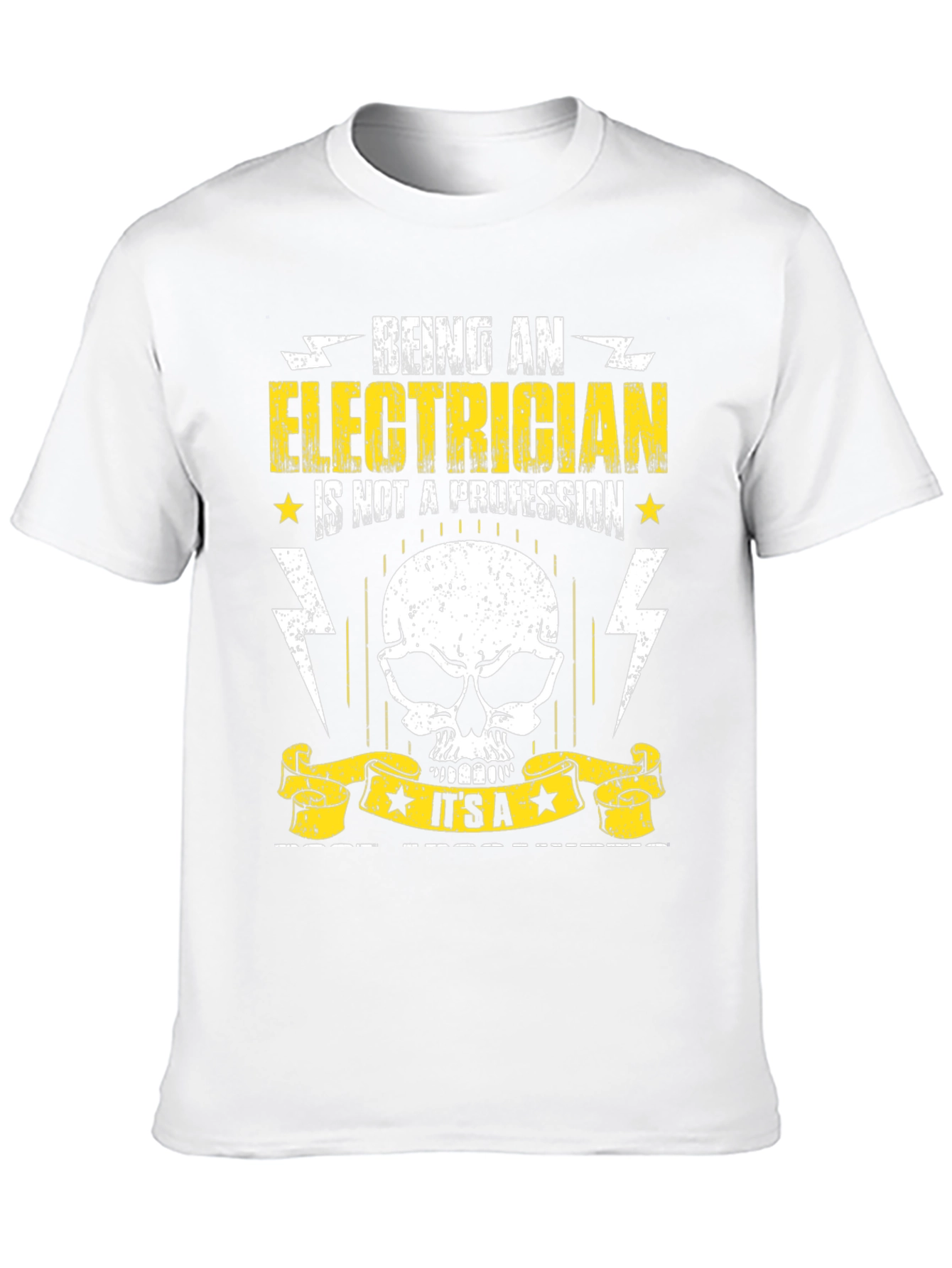 Black Electrician T-Shirt - Being An Electrician Skull Design view 10