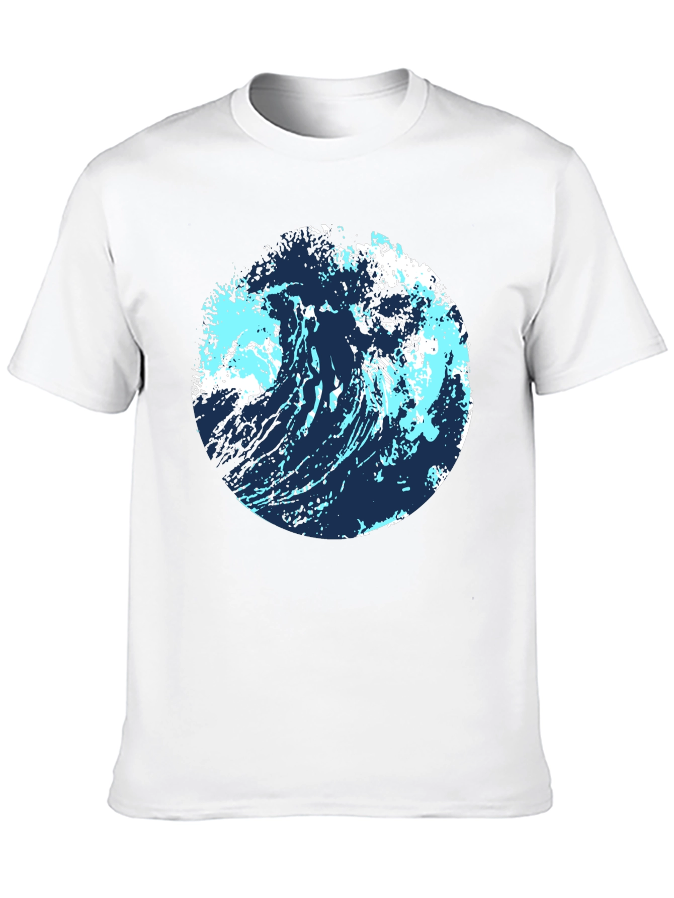 Black Abstract Wave Graphic Tee - Black Cotton Blend view 10
