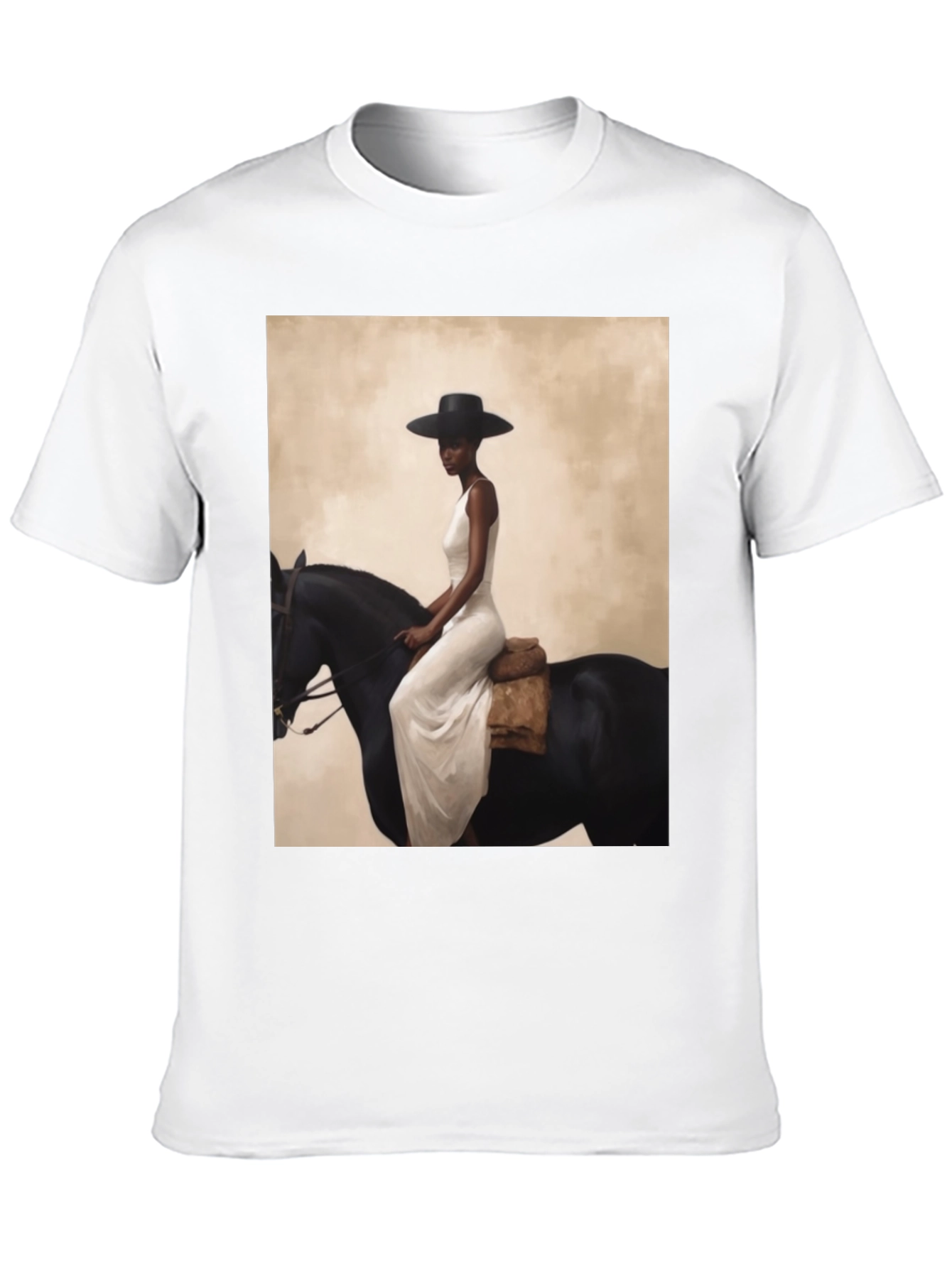 Black Elegant Woman on Horseback Graphic Tee - Black view 10