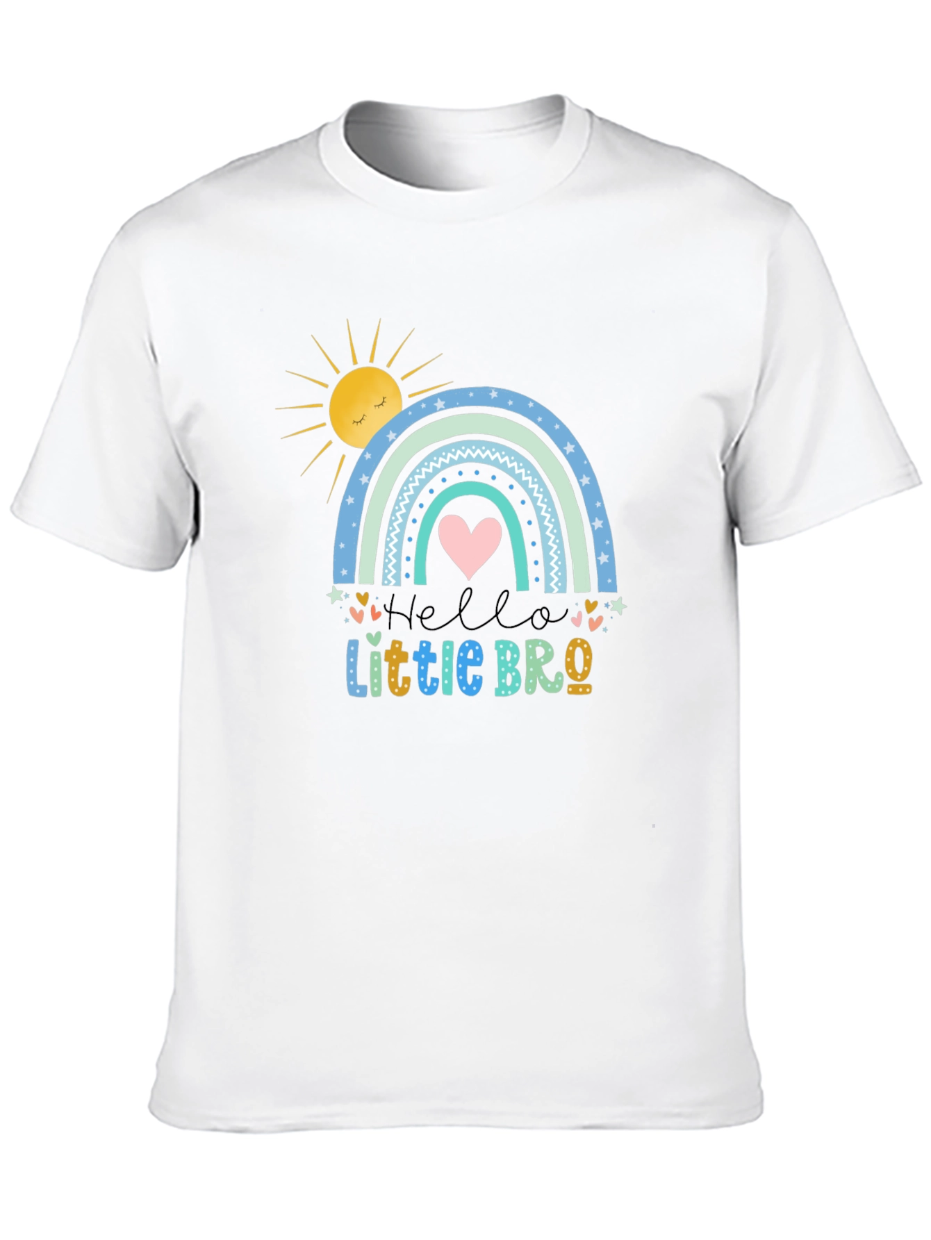 Black Hello Little Bro T-Shirt, Rainbow Design view 10