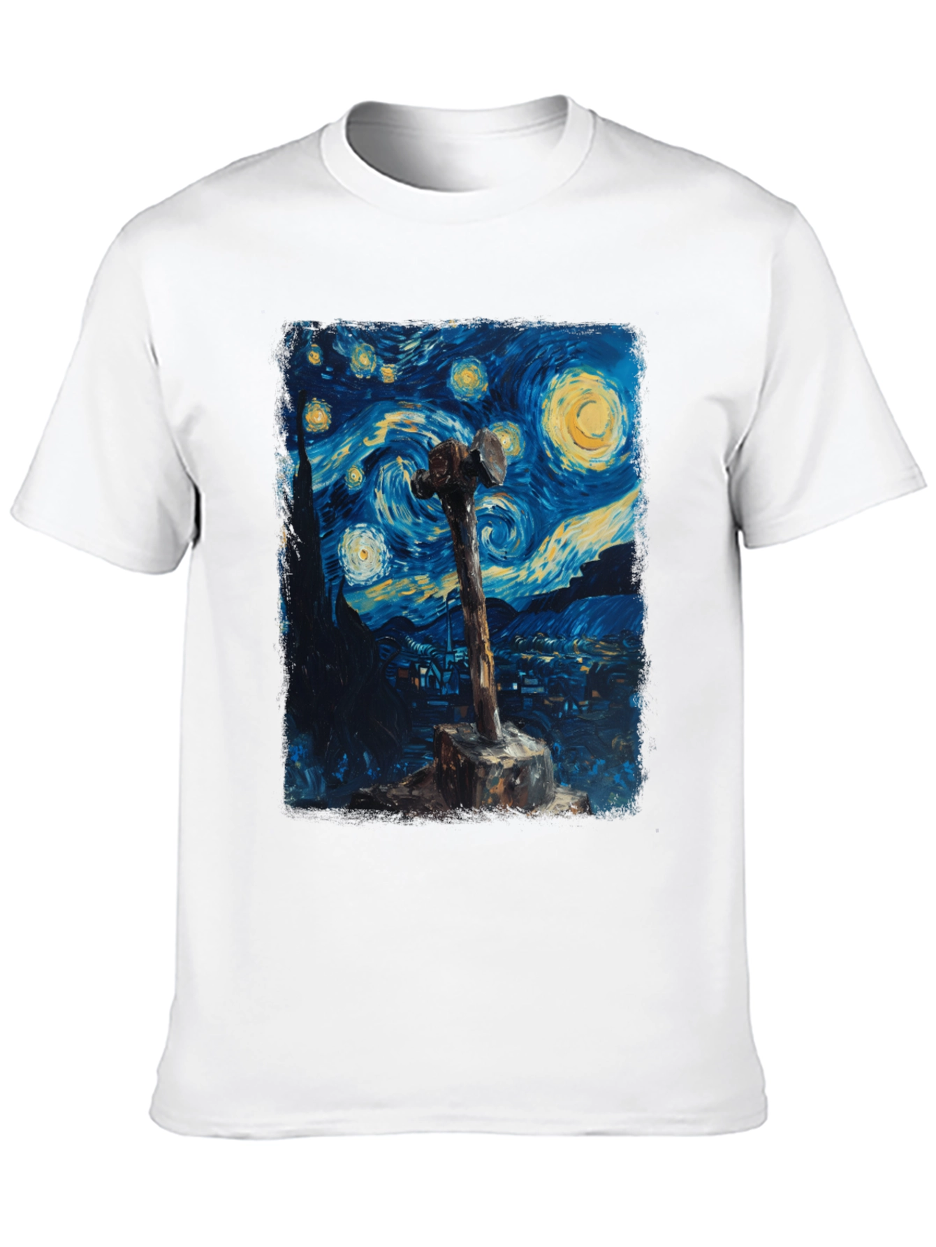 Black Starry Night Hammer Graphic Tee view 10