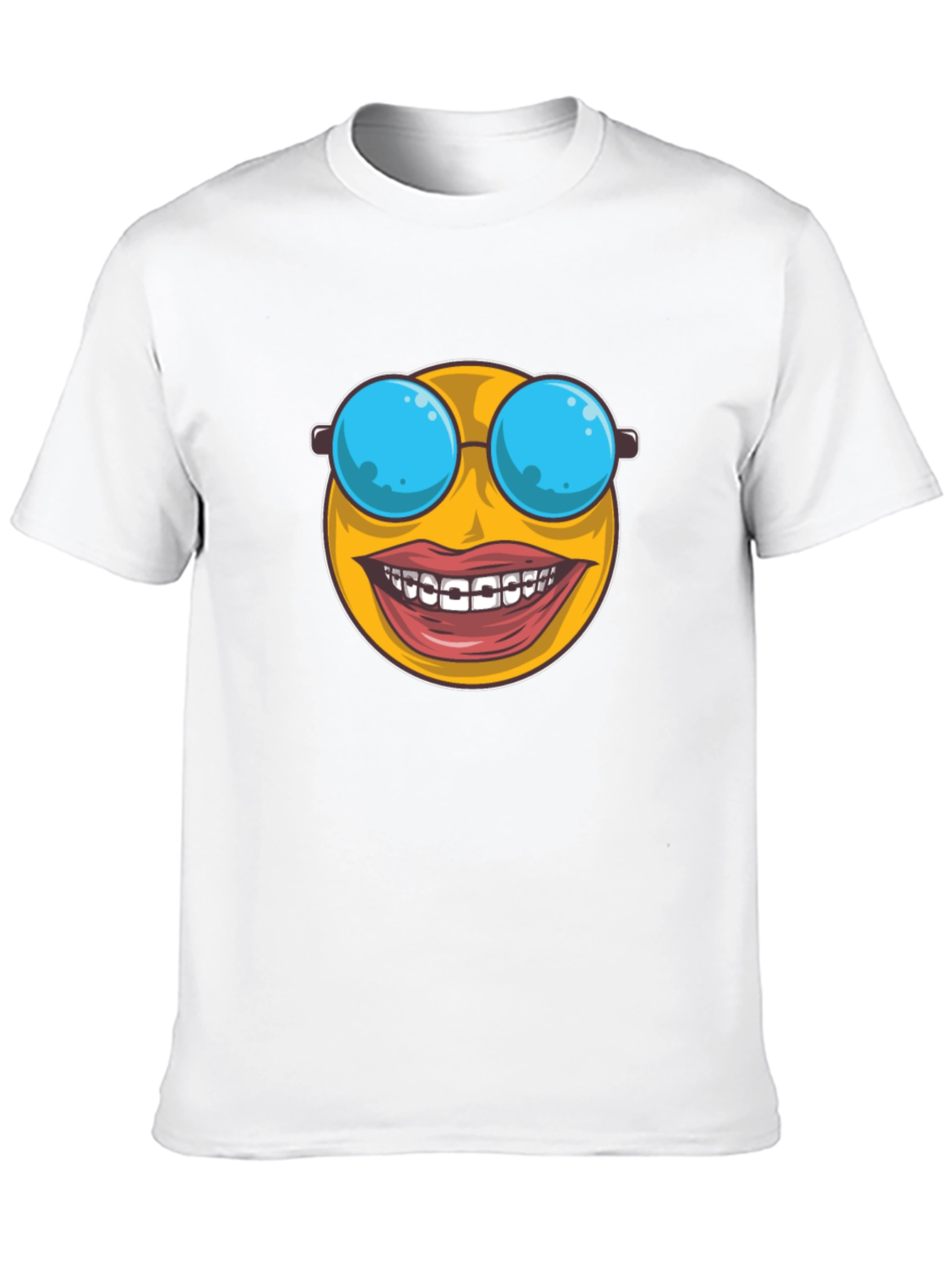 Black Funny Emoji T-Shirt - Braces & Sunglasses view 10