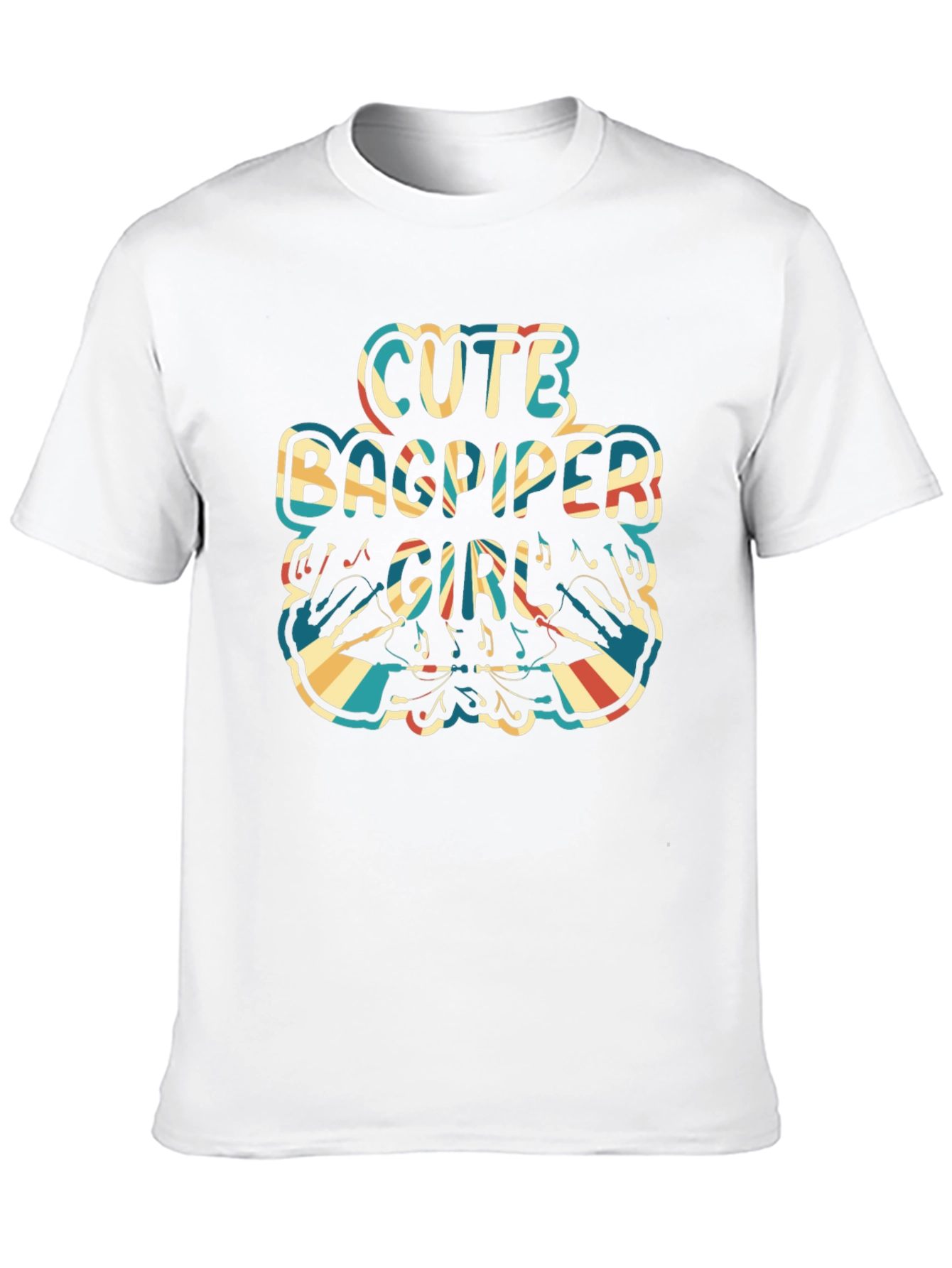 Black Cute Bagpiper Girl Retro T-Shirt view 10