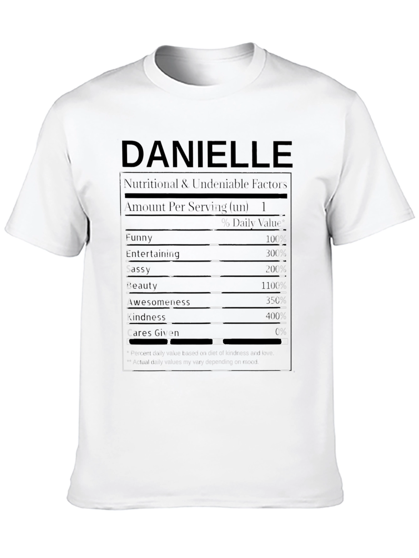 Black Danielle Nutritional Facts T-Shirt view 10