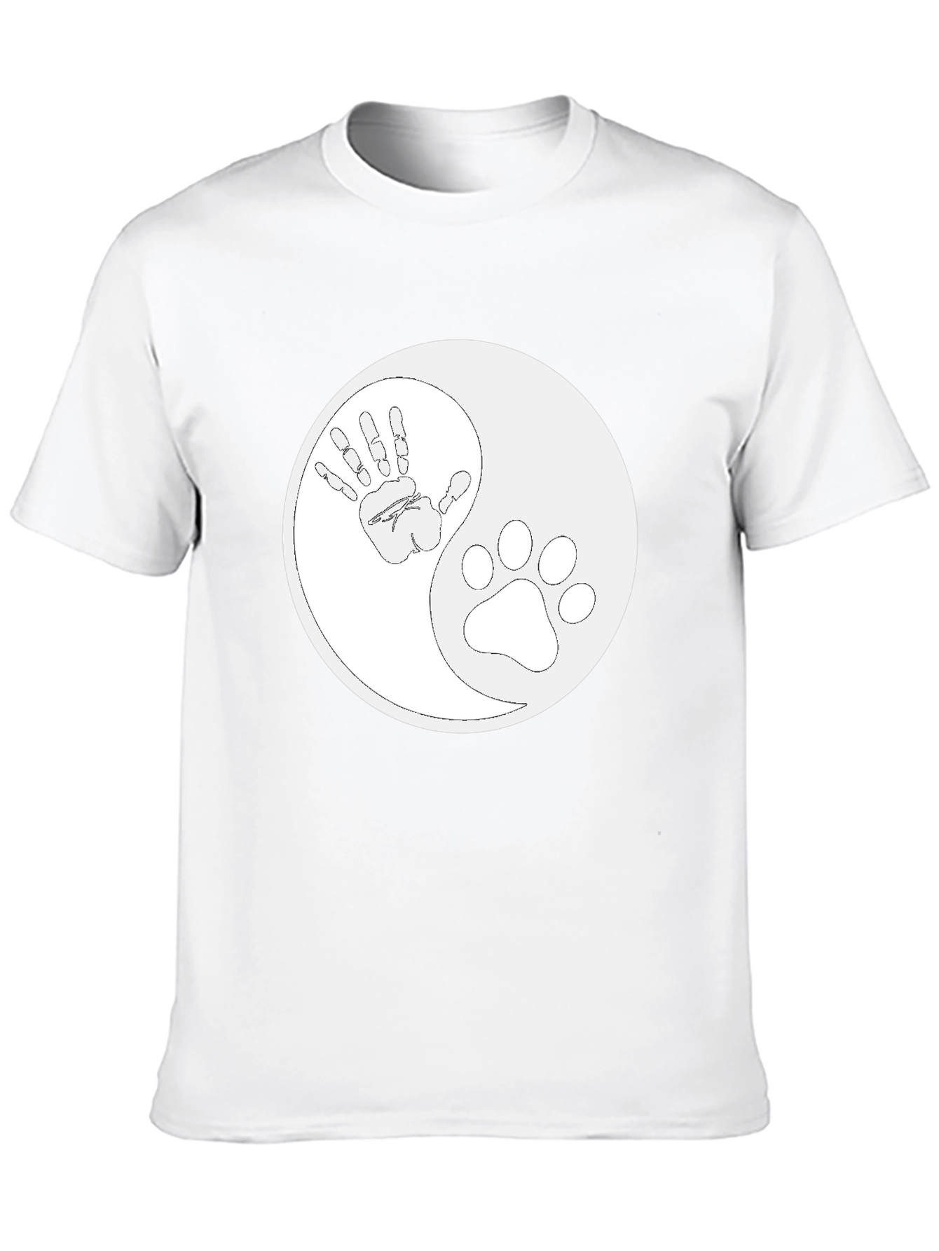 Black Yin Yang Hand and Paw Print T-Shirt view 10