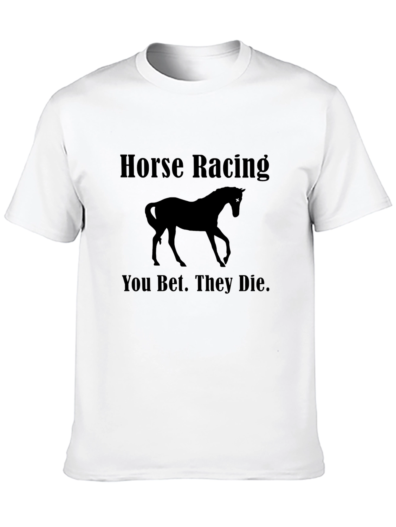 Black Horse Racing Tee: You Bet, They Die. Black T-Shirt view 10