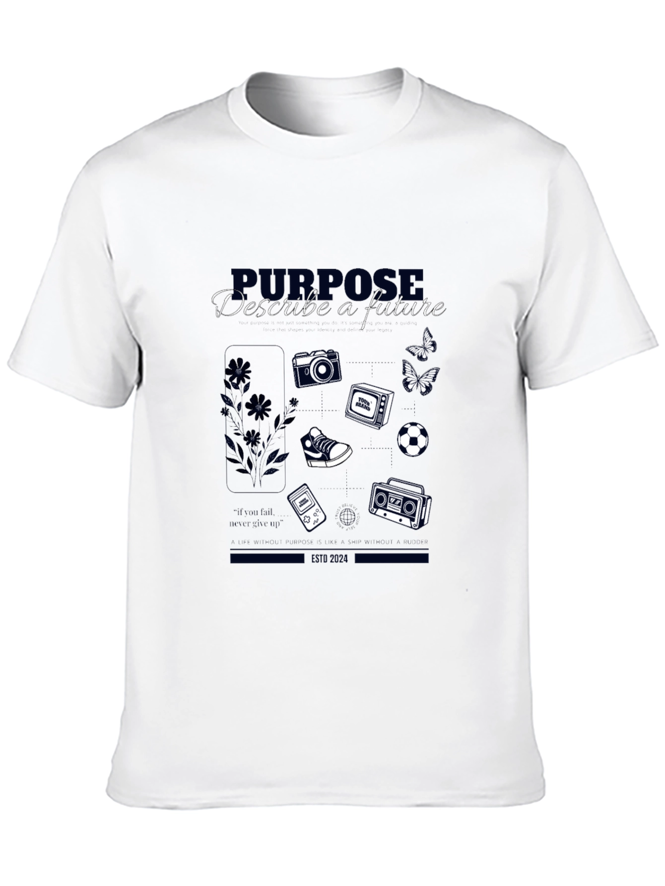 Black Purpose Future Graphic Tee - Retro Tech Design view 10