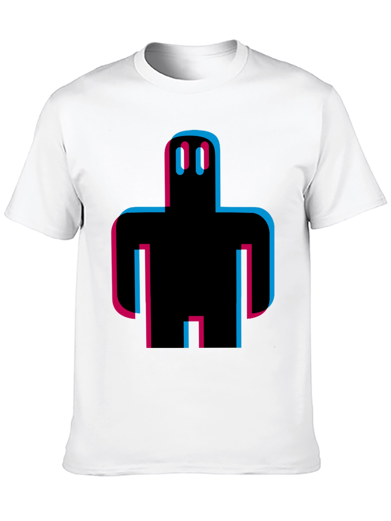 Black Abstract Robot Graphic Tee - Black Cotton T-Shirt view 10