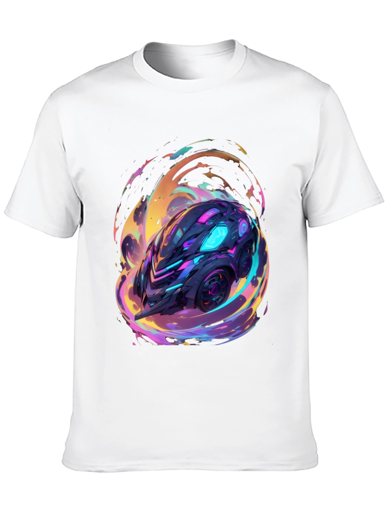 Black Futuristic Car Graphic Tee - Black Cotton Shirt view 10