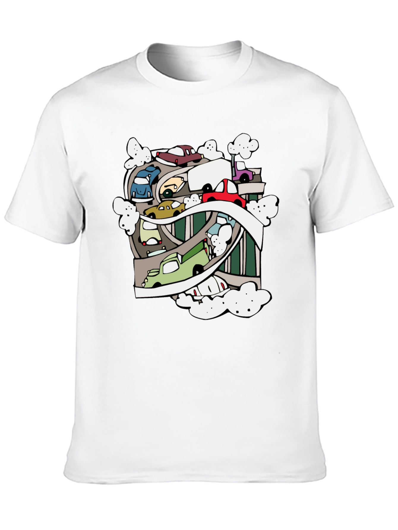 Black Cartoon Cars Graphic Black T-Shirt view 10