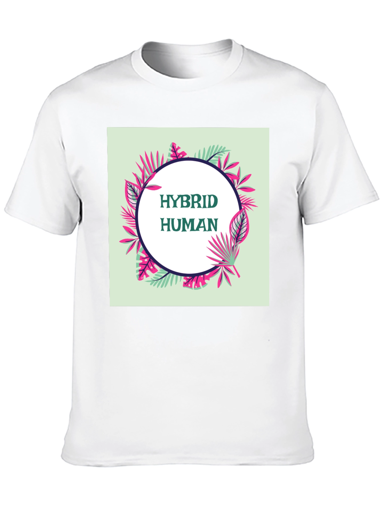 Black Hybrid Human Graphic Tee - Tropical Leaf Design view 10