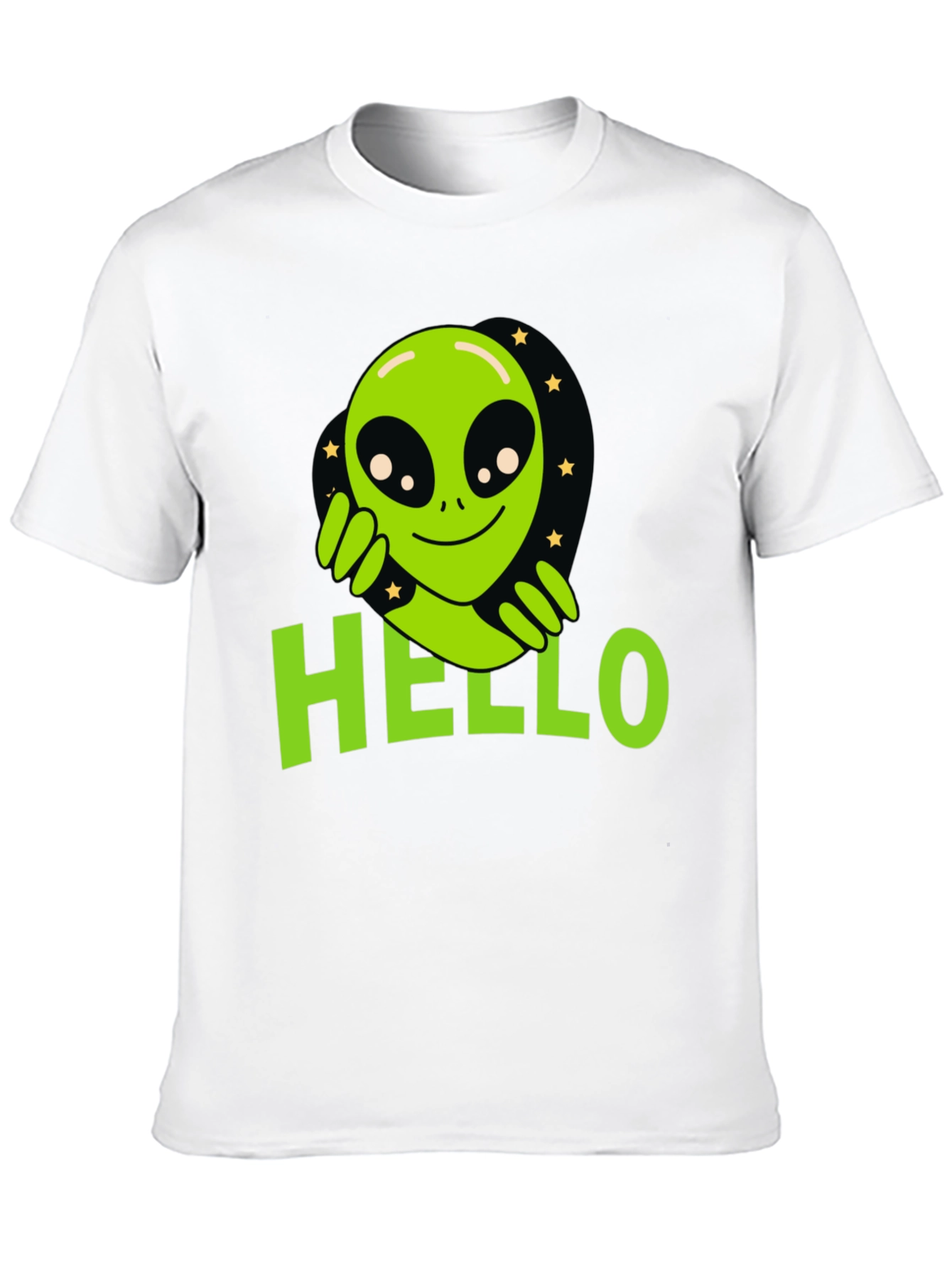 Black Alien Hello T-Shirt - Black Graphic Tee view 10