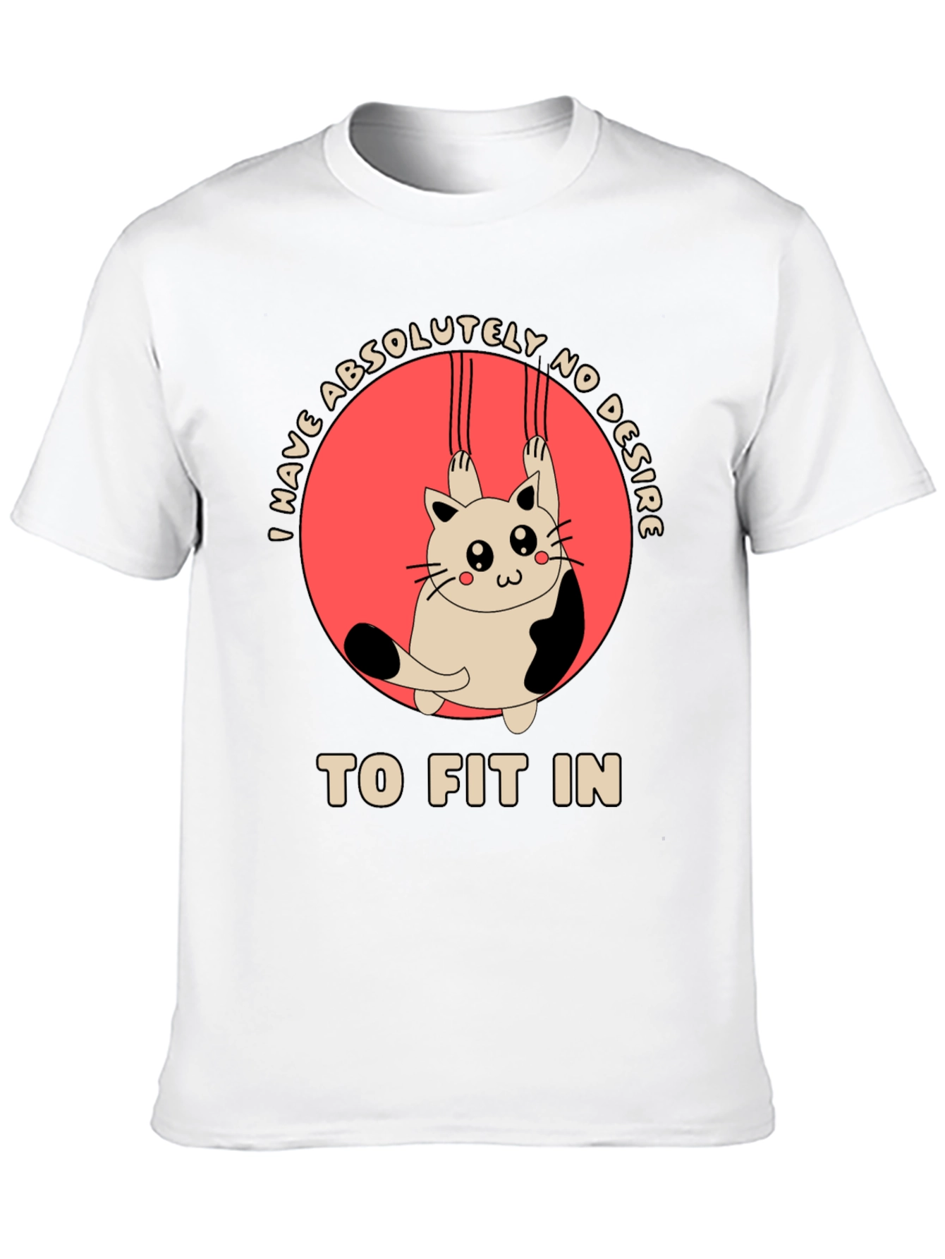 Black Unique Cat Graphic T-Shirt - No Desire to Fit In view 10