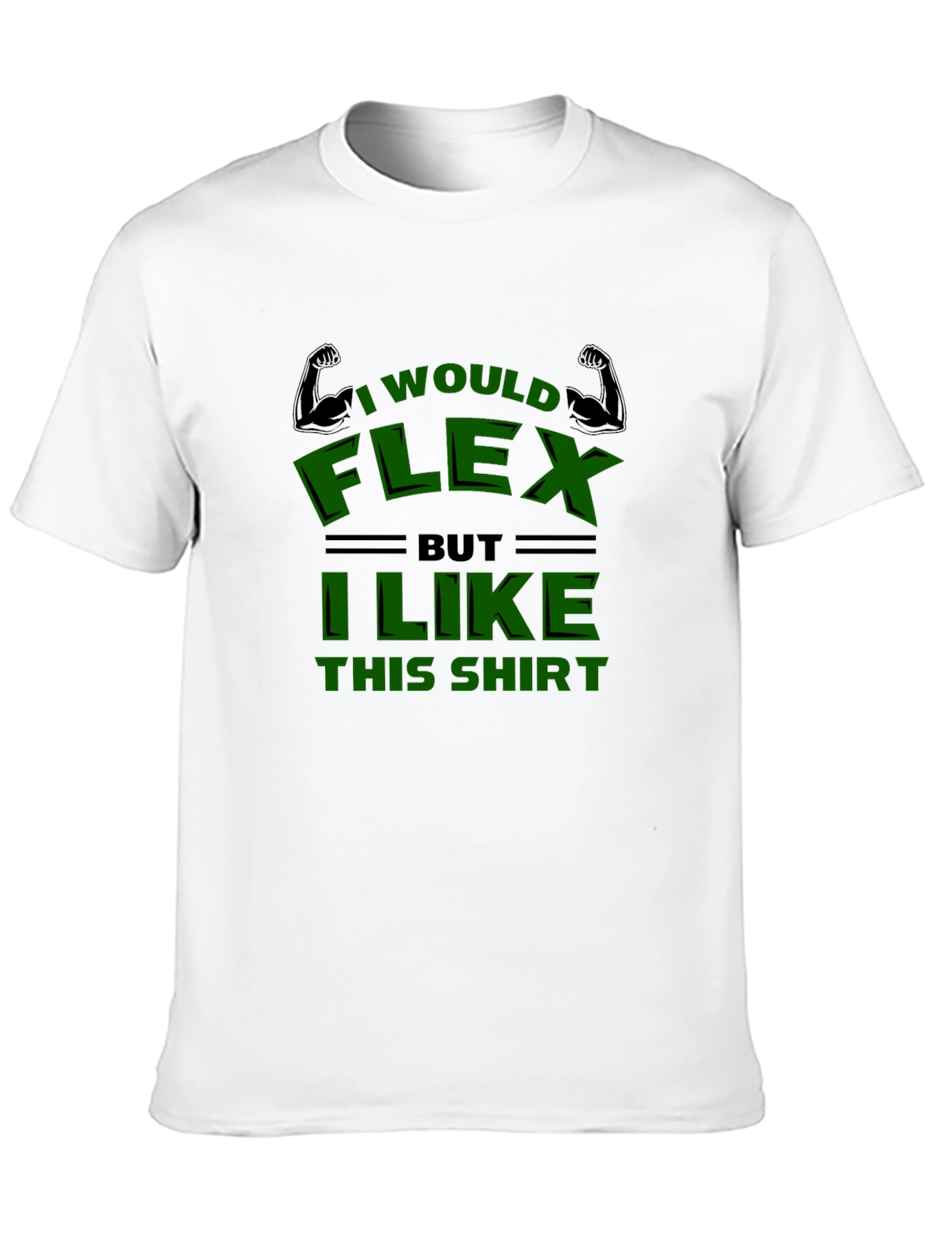 Black Funny "I Would Flex" Graphic T-Shirt view 10