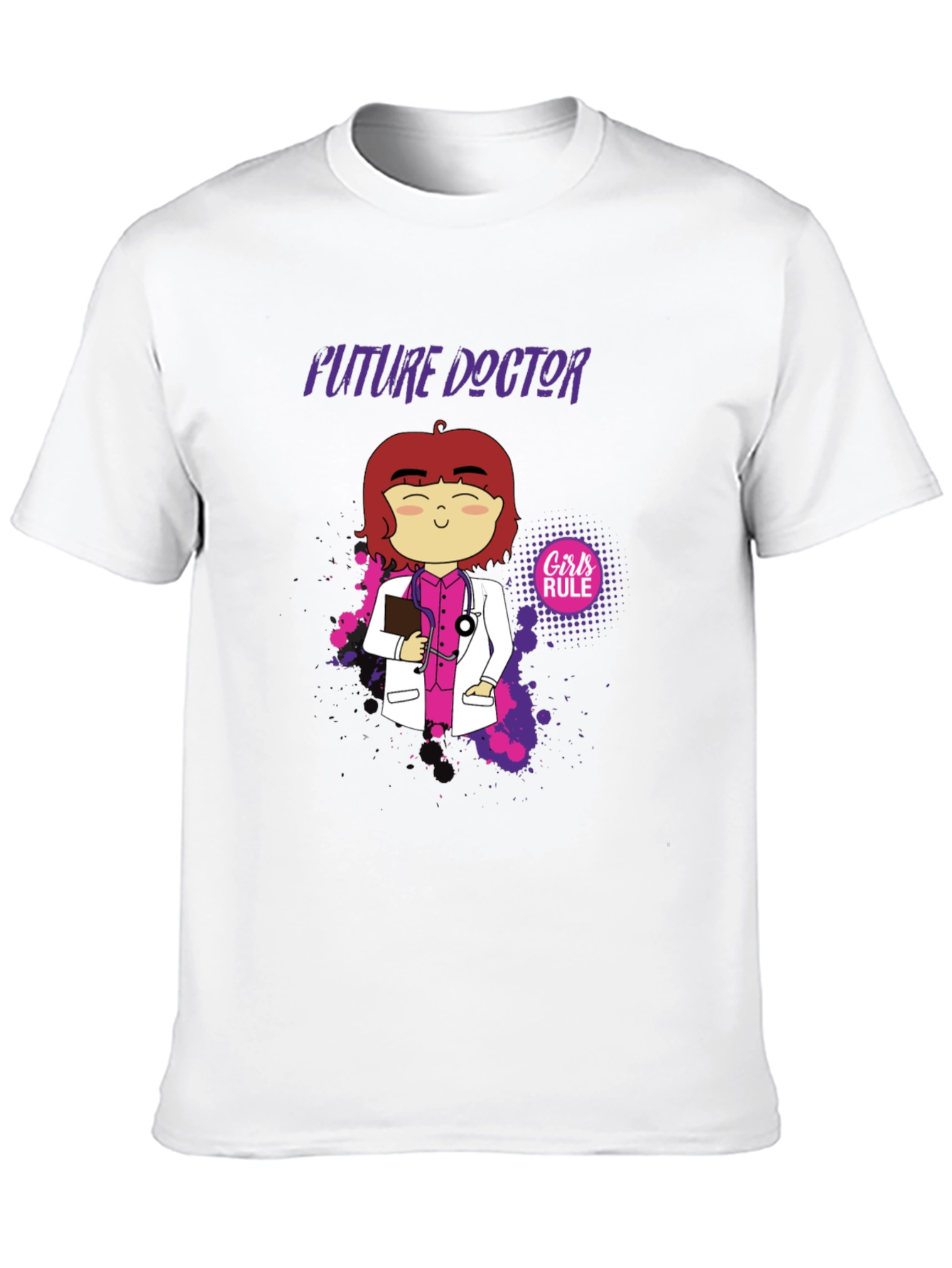 Black Future Doctor Cartoon Graphic T-Shirt view 10