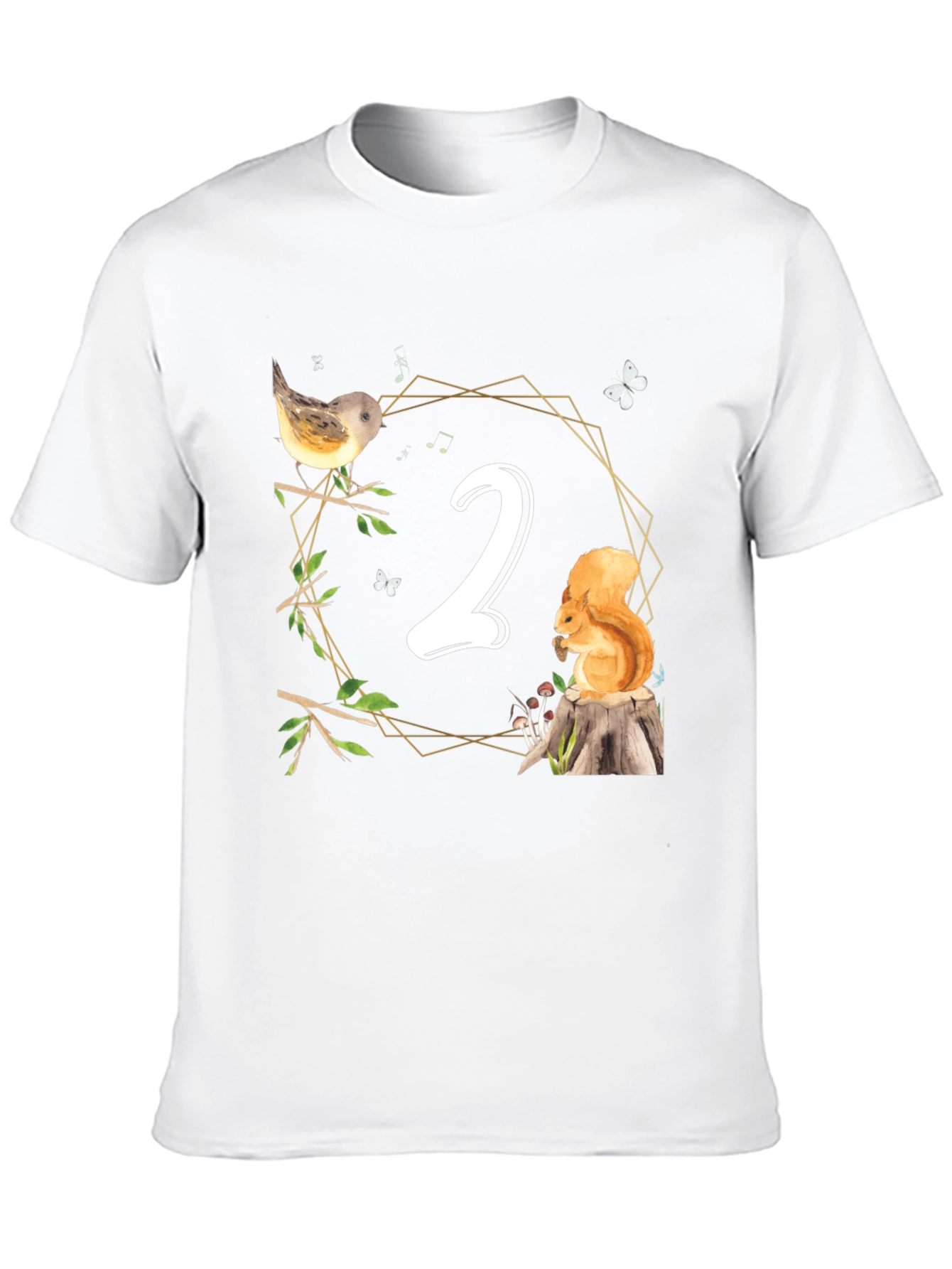 Black Cute Woodland Second Birthday T-Shirt view 10