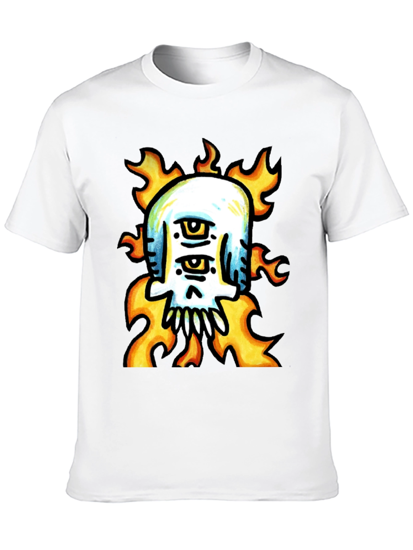 Black Fiery Skull Graphic Tee - Unique Design view 10