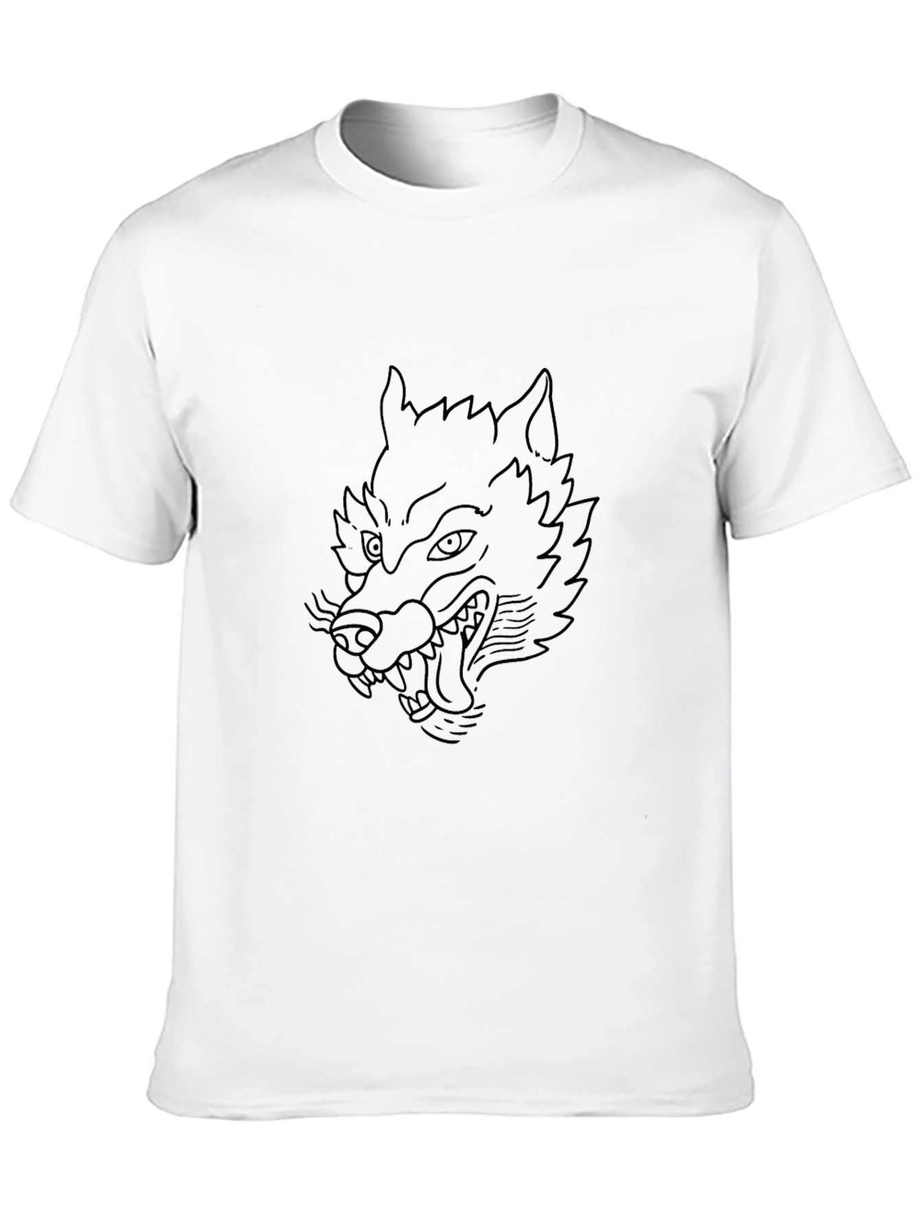 Black Black T-Shirt with Wolf Graphic view 10