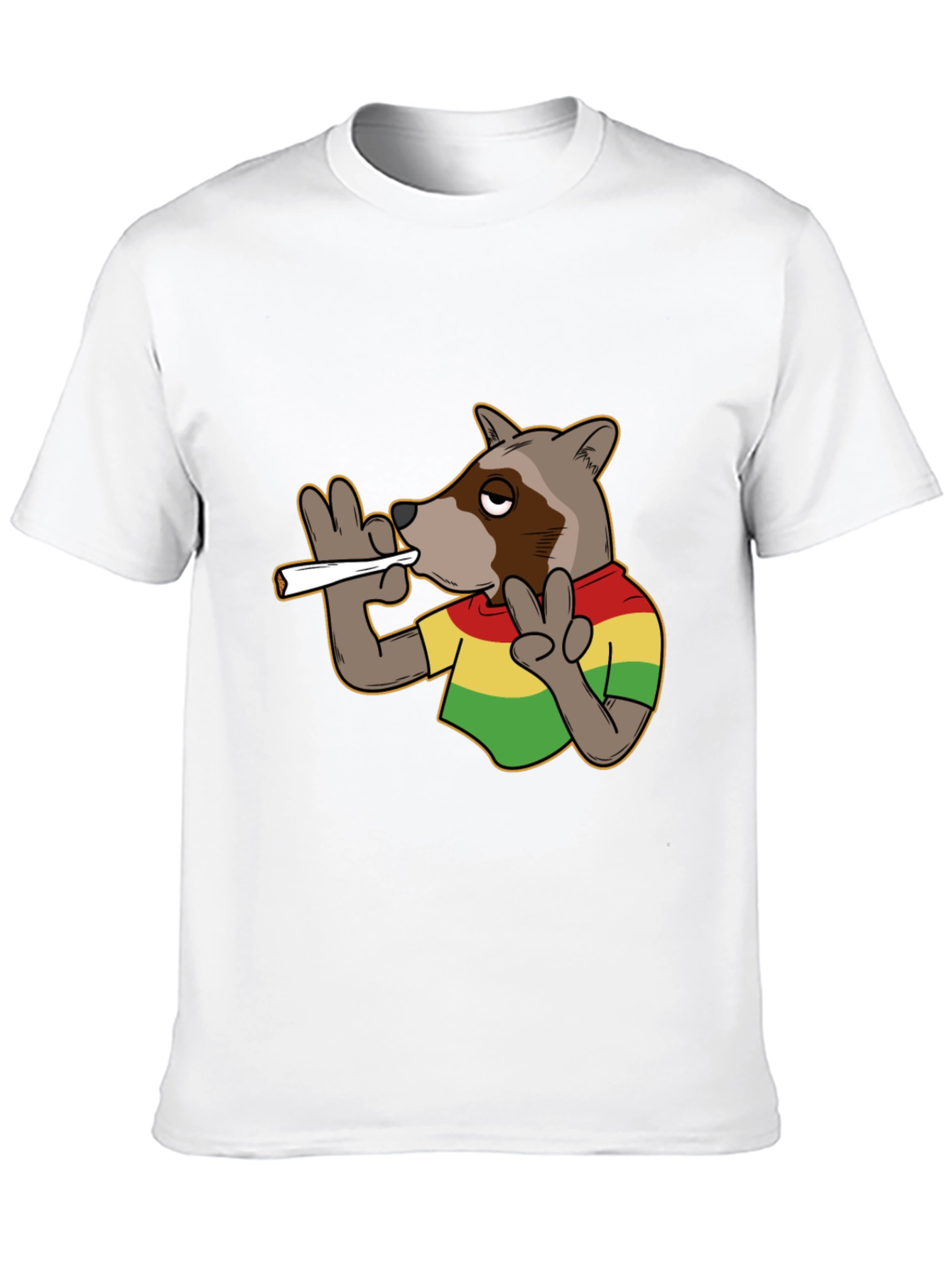 Black Cool Rasta Raccoon T-Shirt - Relaxed Fit view 10
