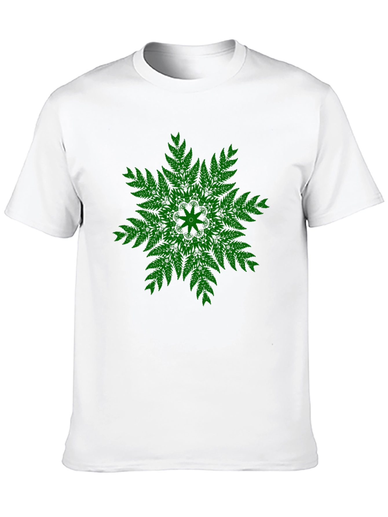 Black Green Fern Mandala Black T-Shirt - Unique Design view 10