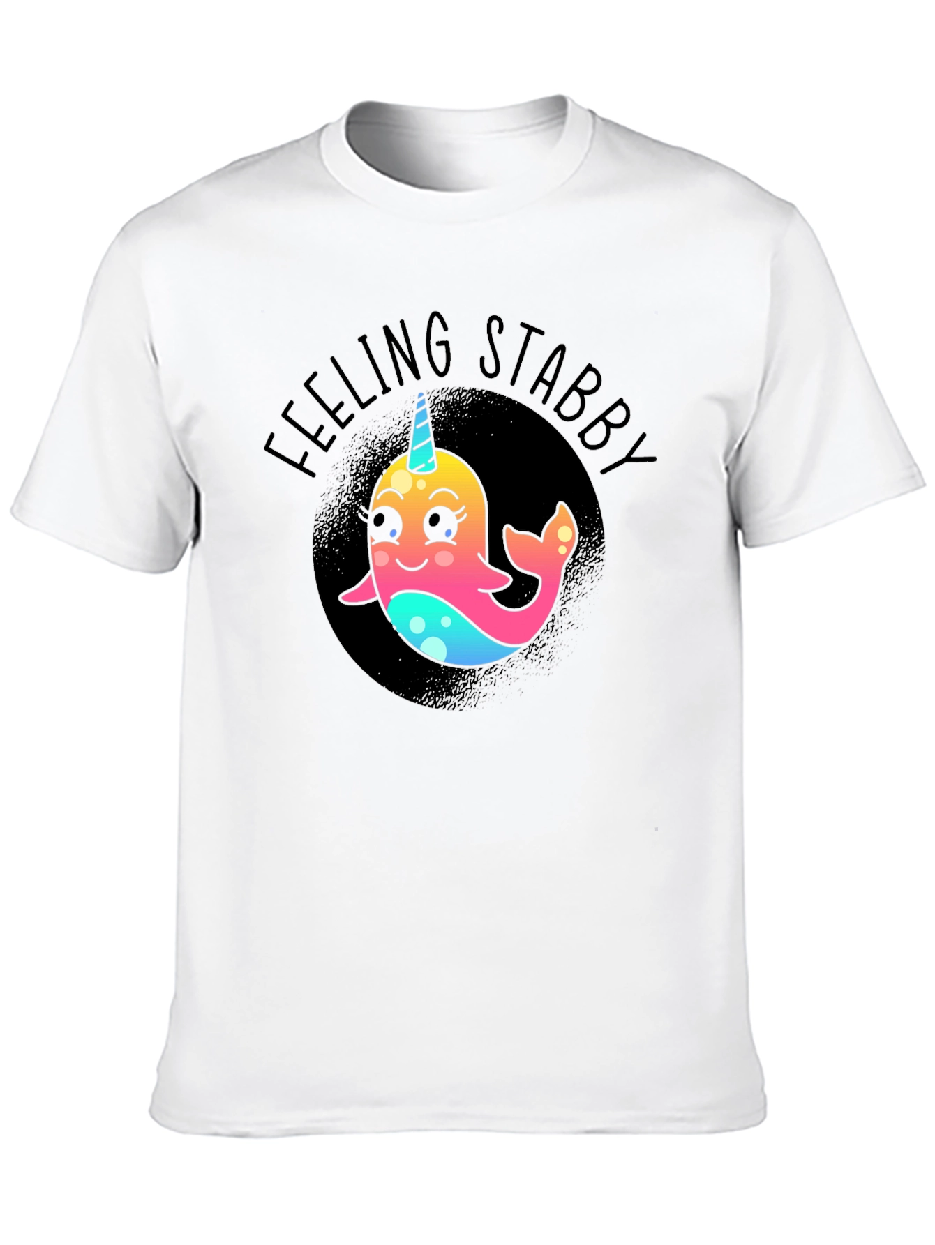 Black Feeling Stabby Narwhal T-Shirt - Black view 10