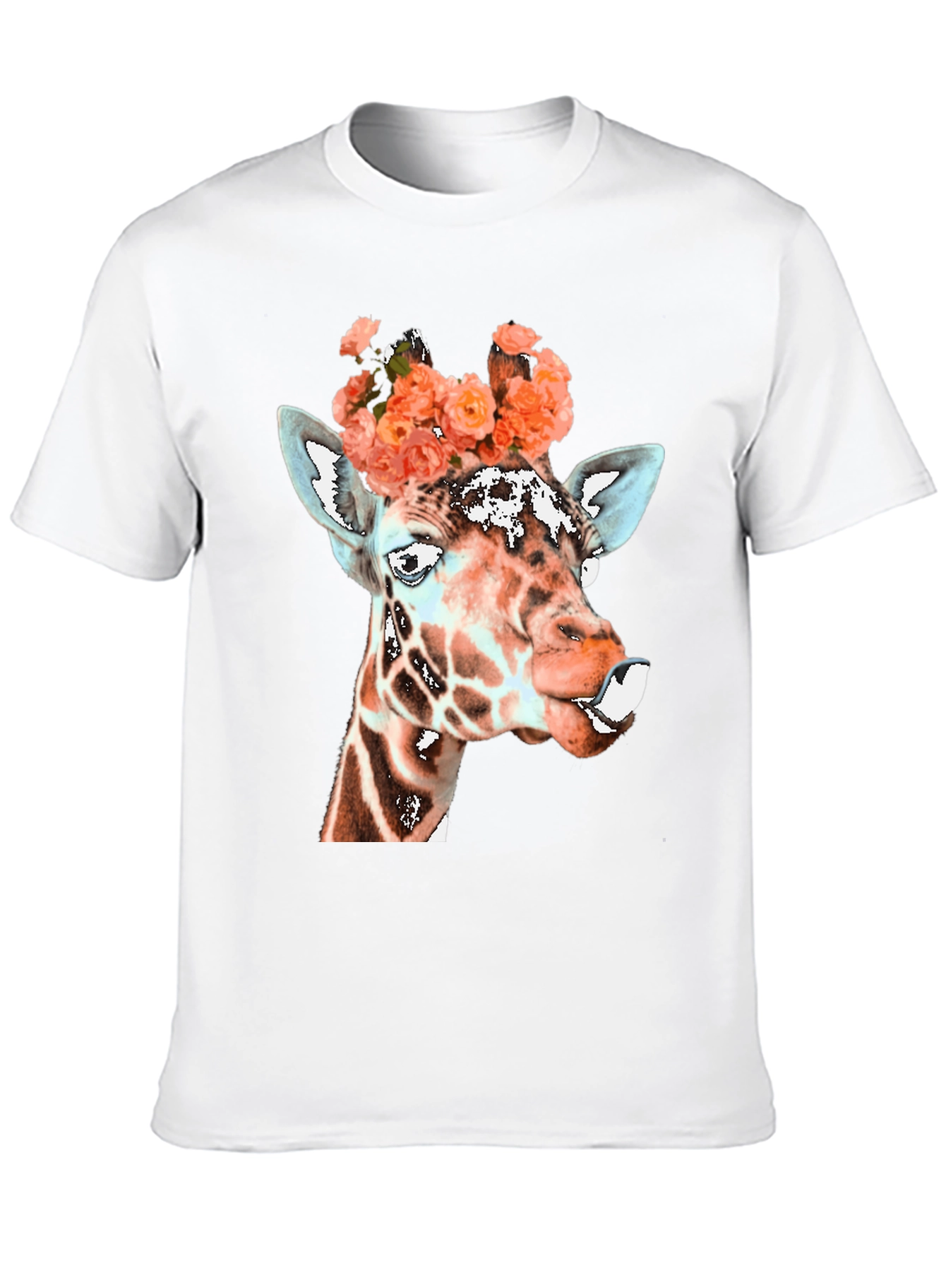 Black Giraffe Floral Crown Graphic Tee - Unique Animal Shirt view 10