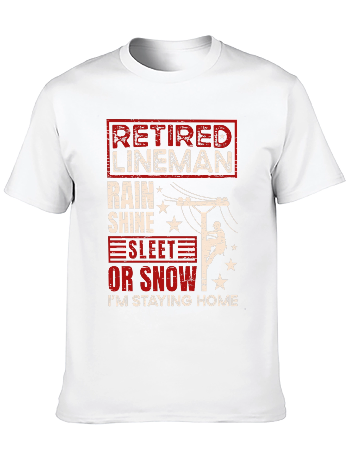 Black Retired Lineman T-Shirt - Stay Home in Style view 10