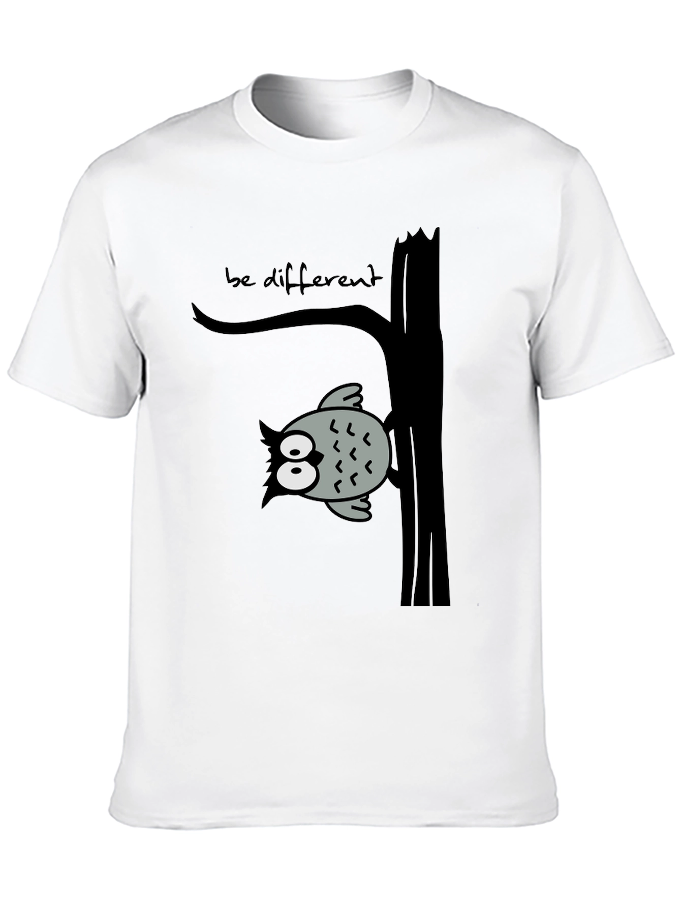 Black Be Different Owl Tree Black T-Shirt view 10
