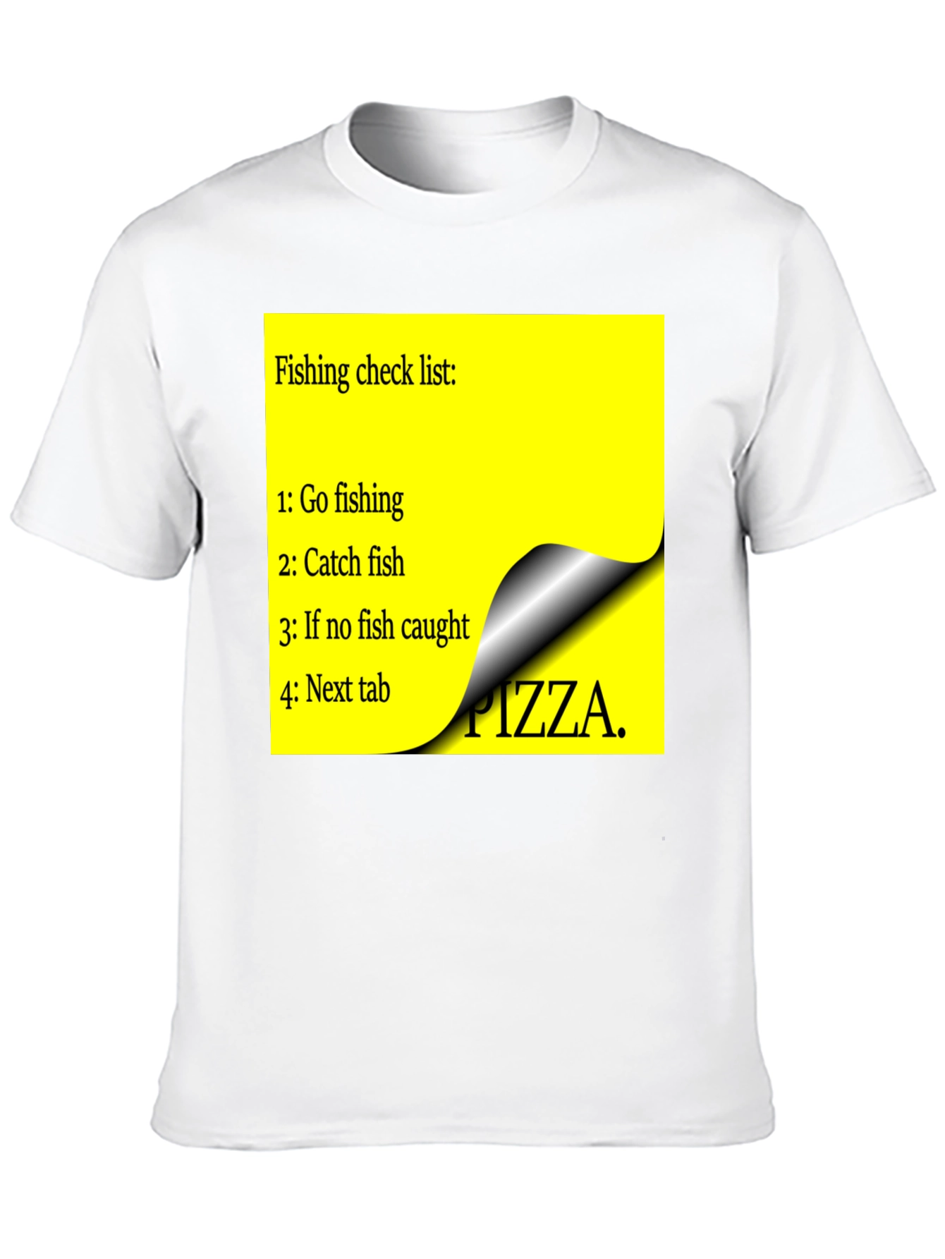 Black Fishing Check List T-Shirt - Funny Pizza Option view 10