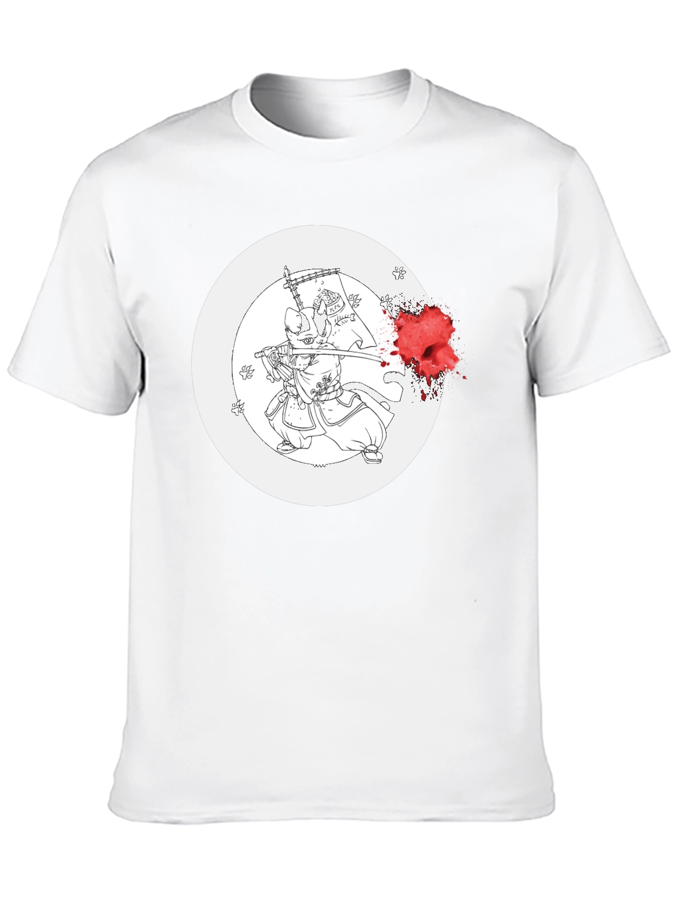 Black Samurai Cat Graphic Tee view 10