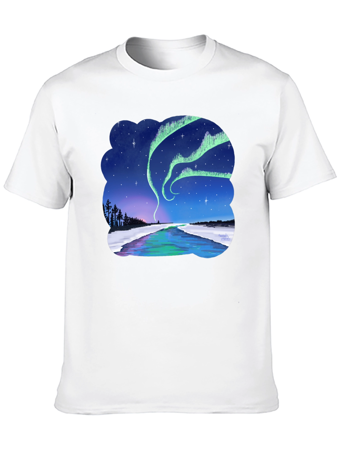 Black Aurora Borealis Graphic Tee - Northern Lights Shirt view 10