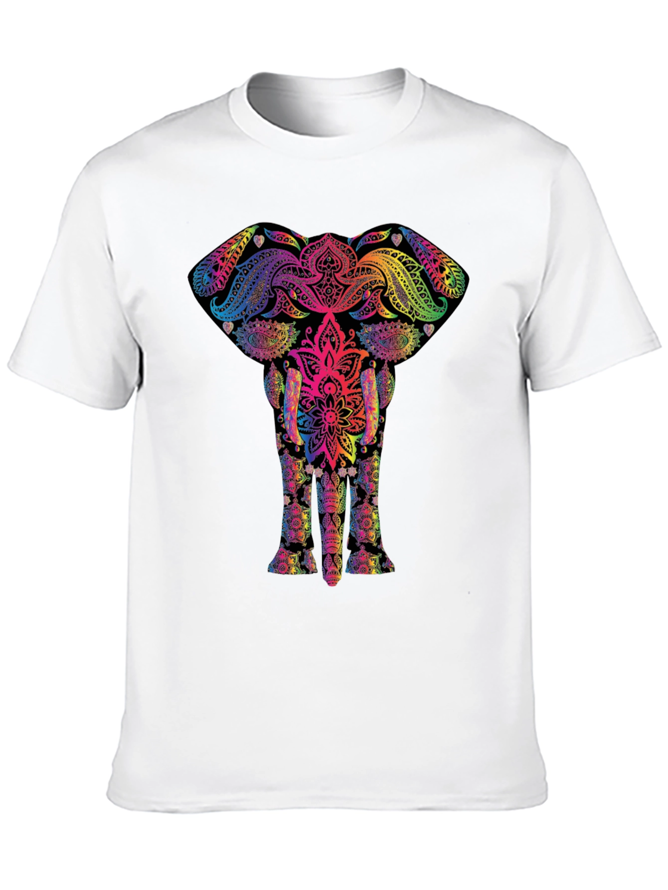 Black Vibrant Elephant Mandala Graphic Tee - Black view 10