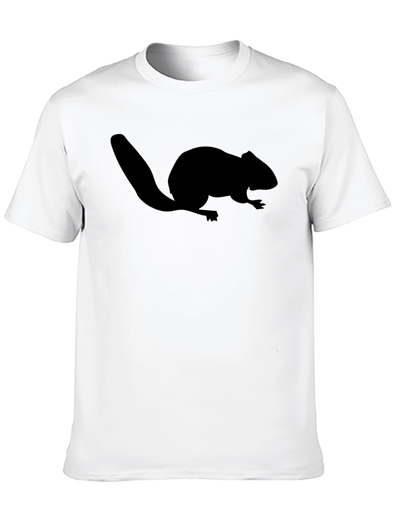 Black Beaver Silhouette Graphic Tee - Classic Crew Neck Black T-Shirt view 10