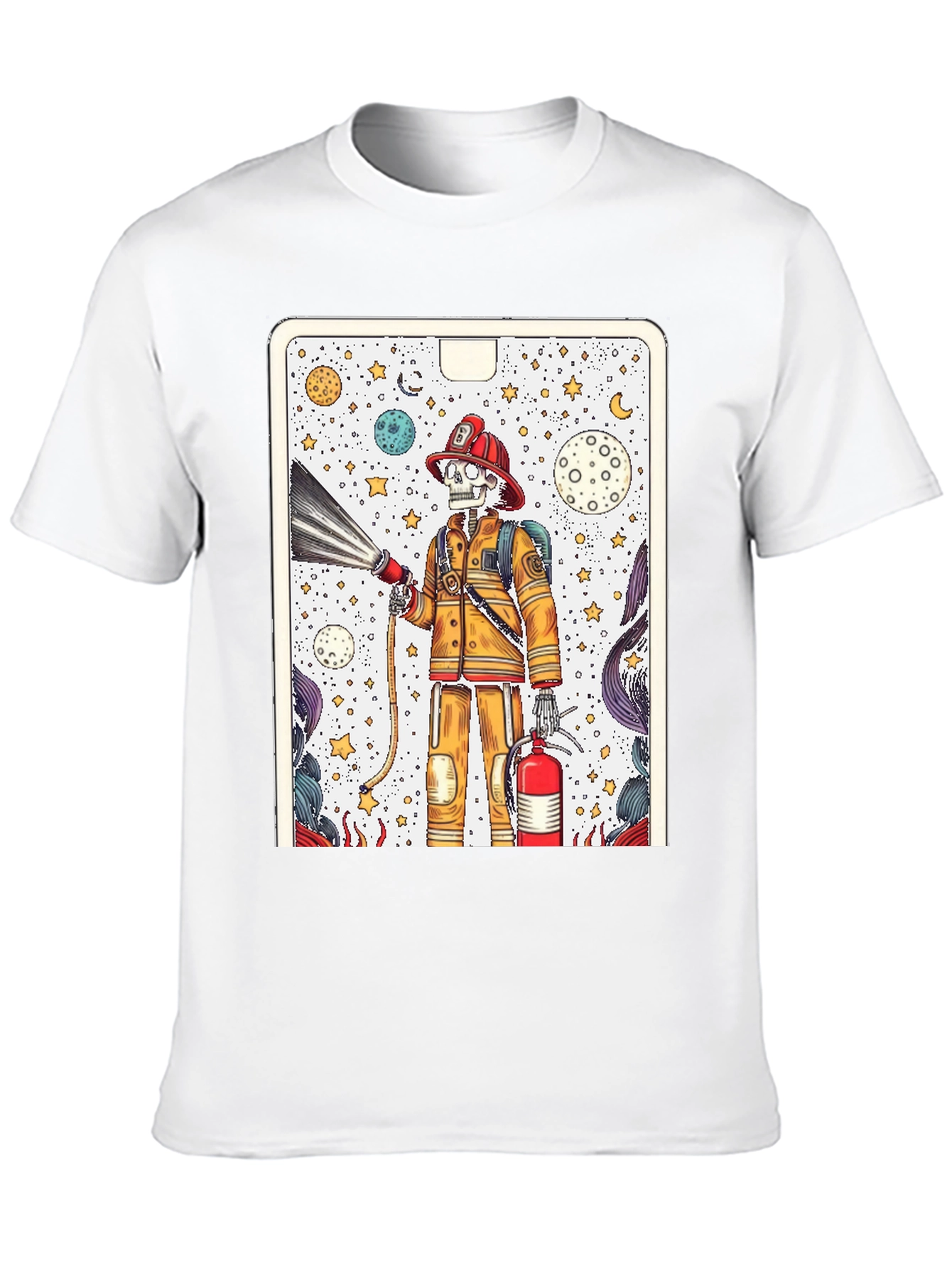 Black Skeleton Firefighter Graphic Tee - Unique Design view 10