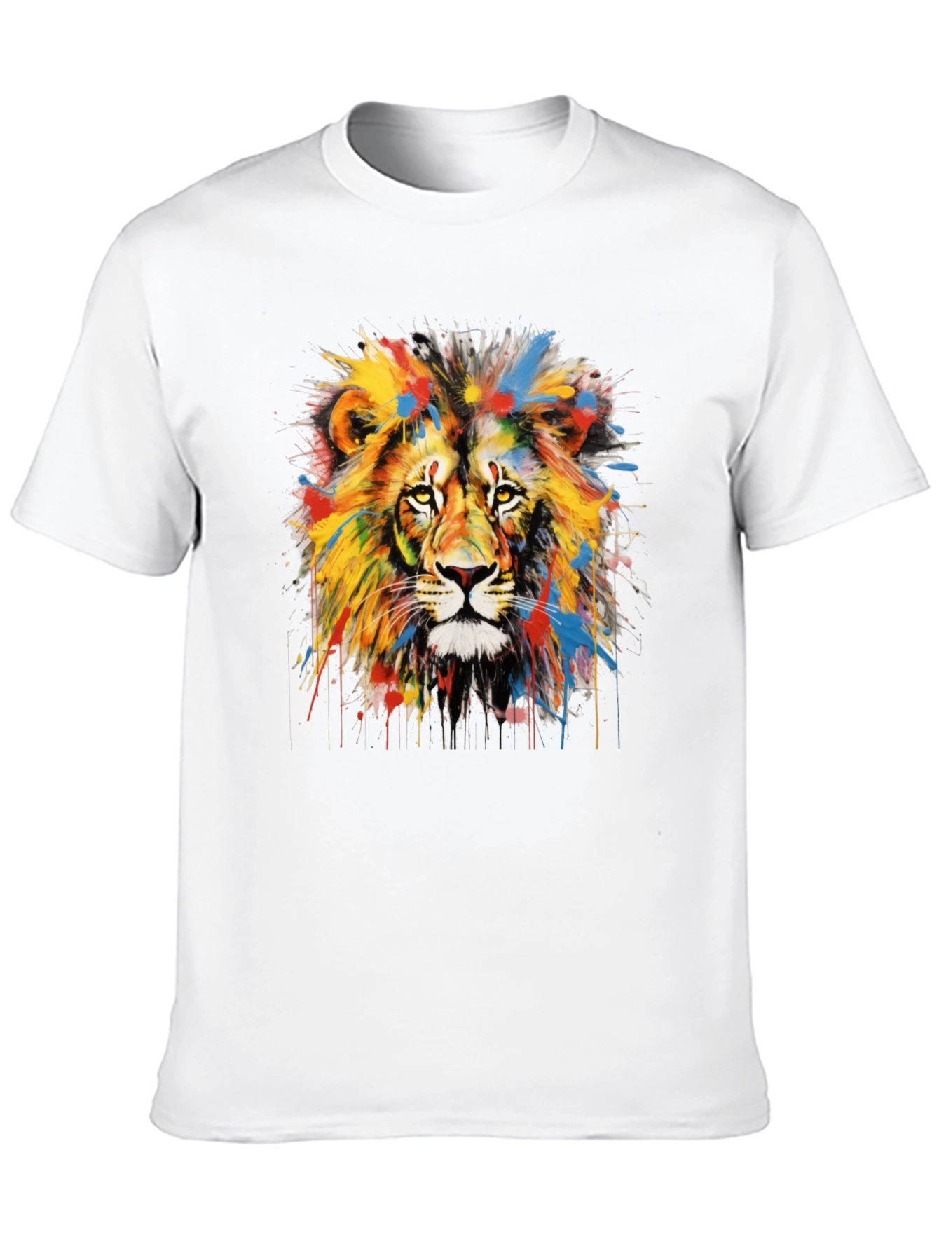 Black Colorful Lion Graphic Tee - Men's Black T-Shirt view 10
