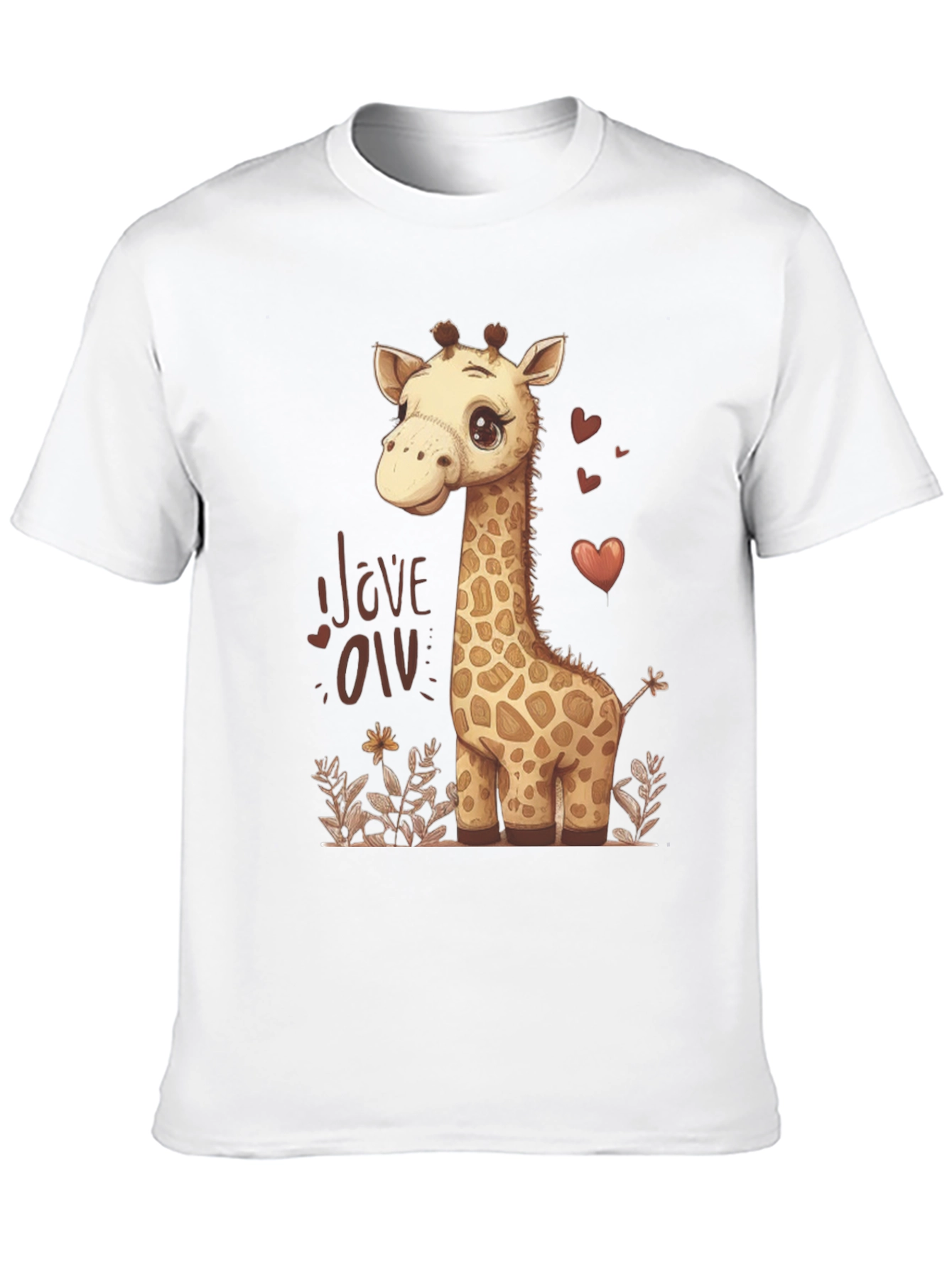 Black Cute Giraffe Love Graphic T-Shirt - Black view 10