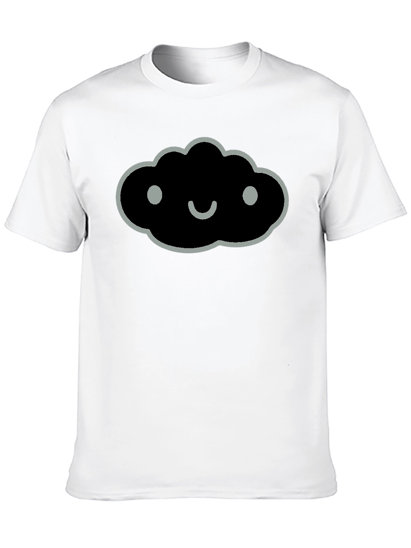Black Smiling Cloud Graphic Tee - Soft Black Cotton Blend view 10