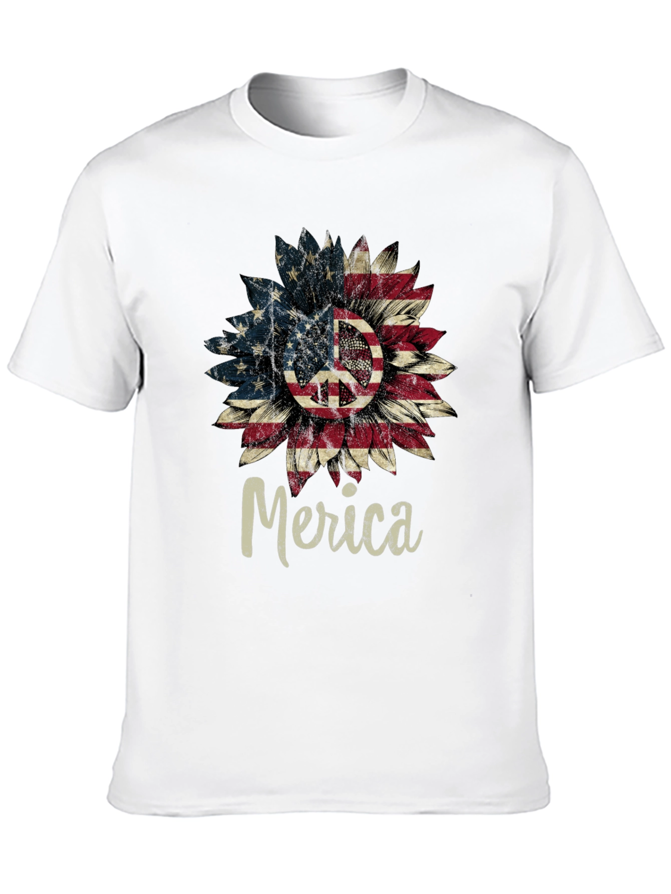 Black Patriotic Peace Sign Sunflower T-Shirt view 10