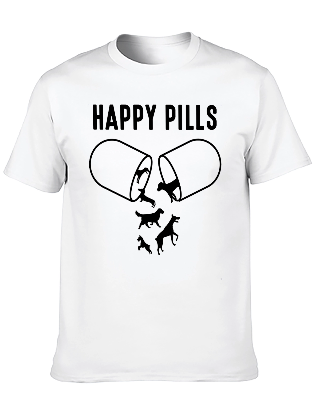 Black Happy Pills Dog Graphic T-Shirt, Black view 10