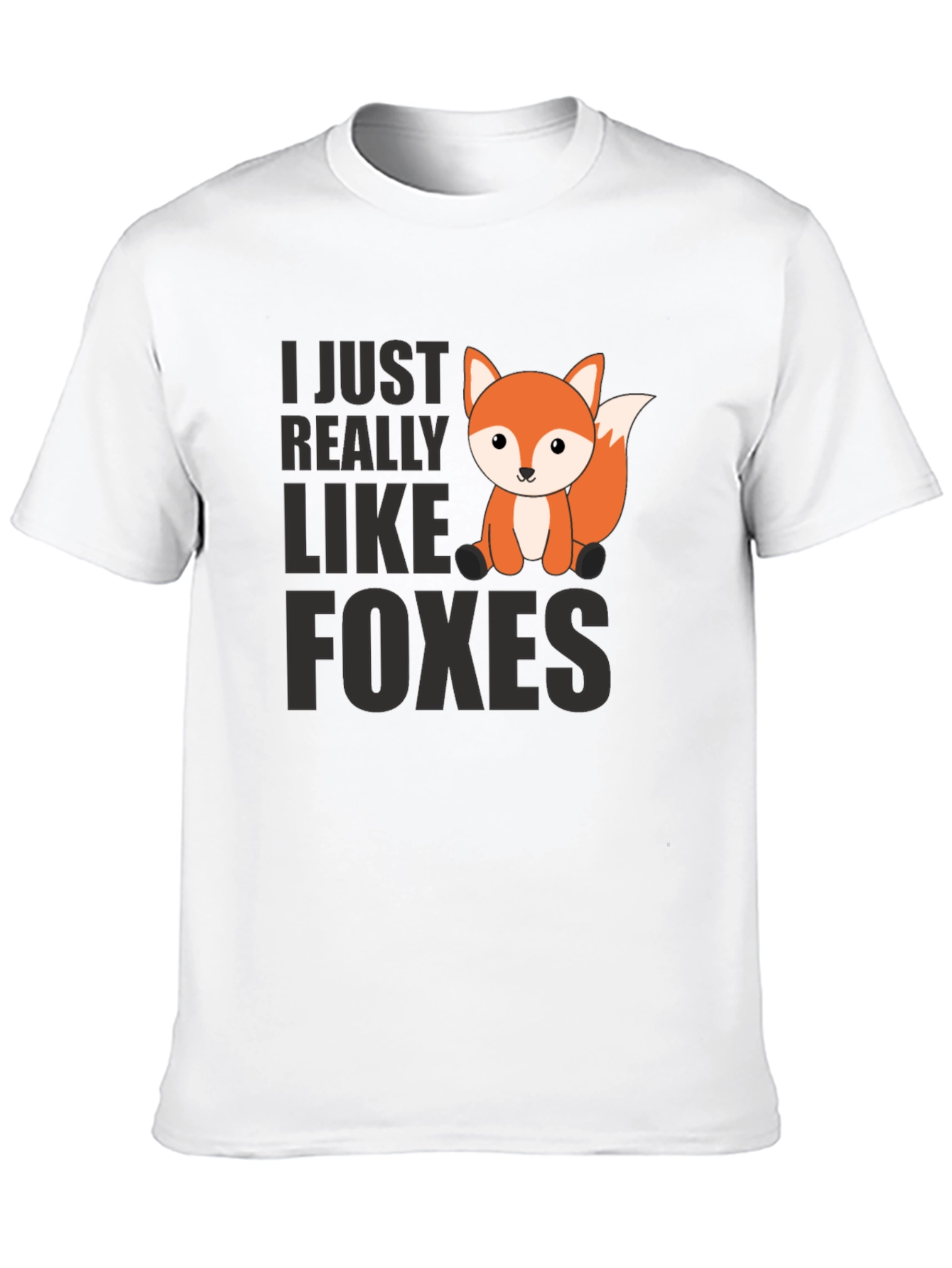 Black Cute Fox Graphic Tee - I Just Really Like Foxes view 10