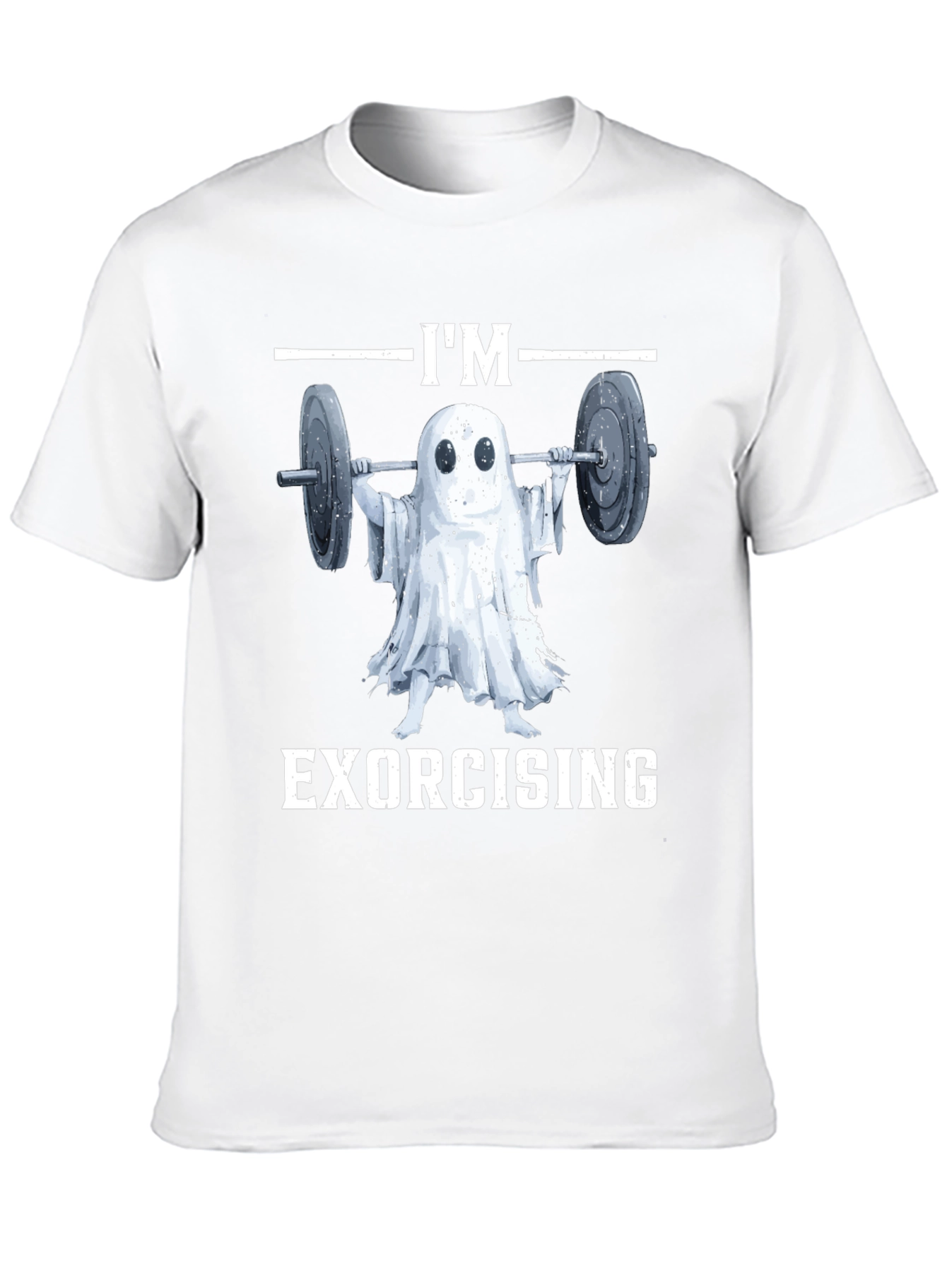 Black Funny Ghost Exorcising Workout T-Shirt view 10