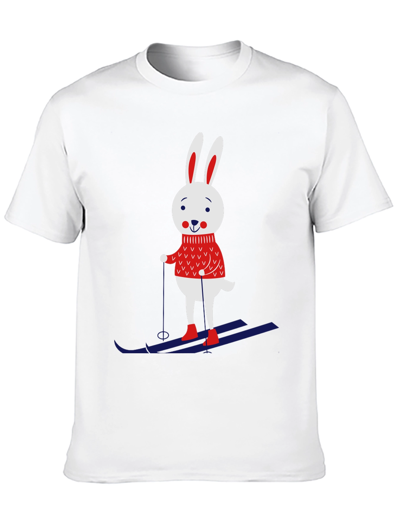 Black Skiing Rabbit Graphic Tee - Black Cotton T-Shirt view 10