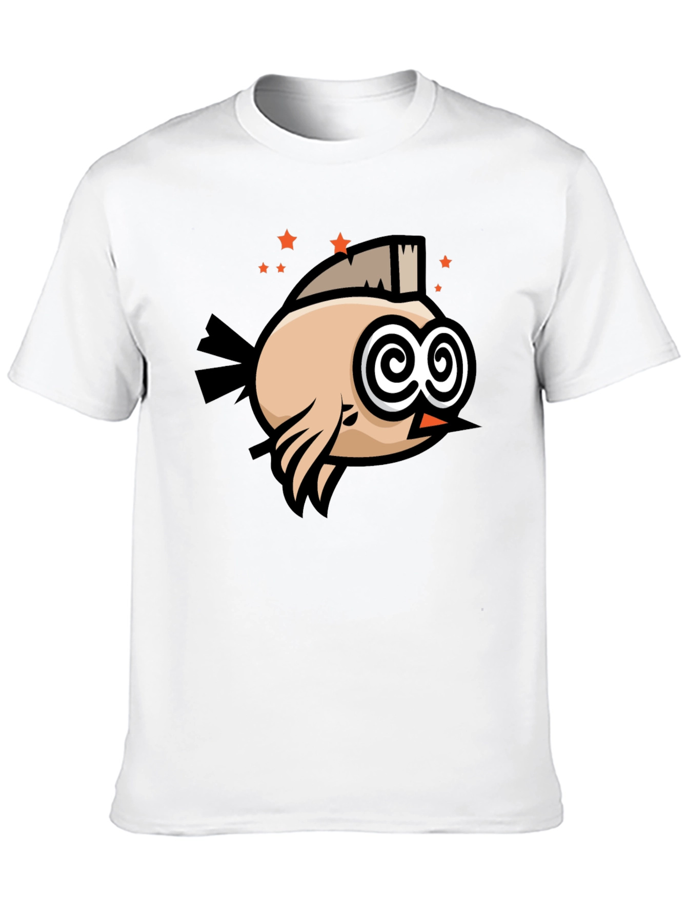 Black Funny Bird T-Shirt - Swirl Eyes Cartoon Tee view 10