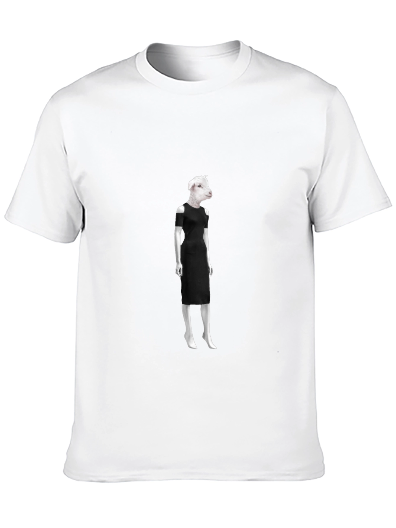 Black Novelty Sheep in Dress Graphic Black T-Shirt view 10