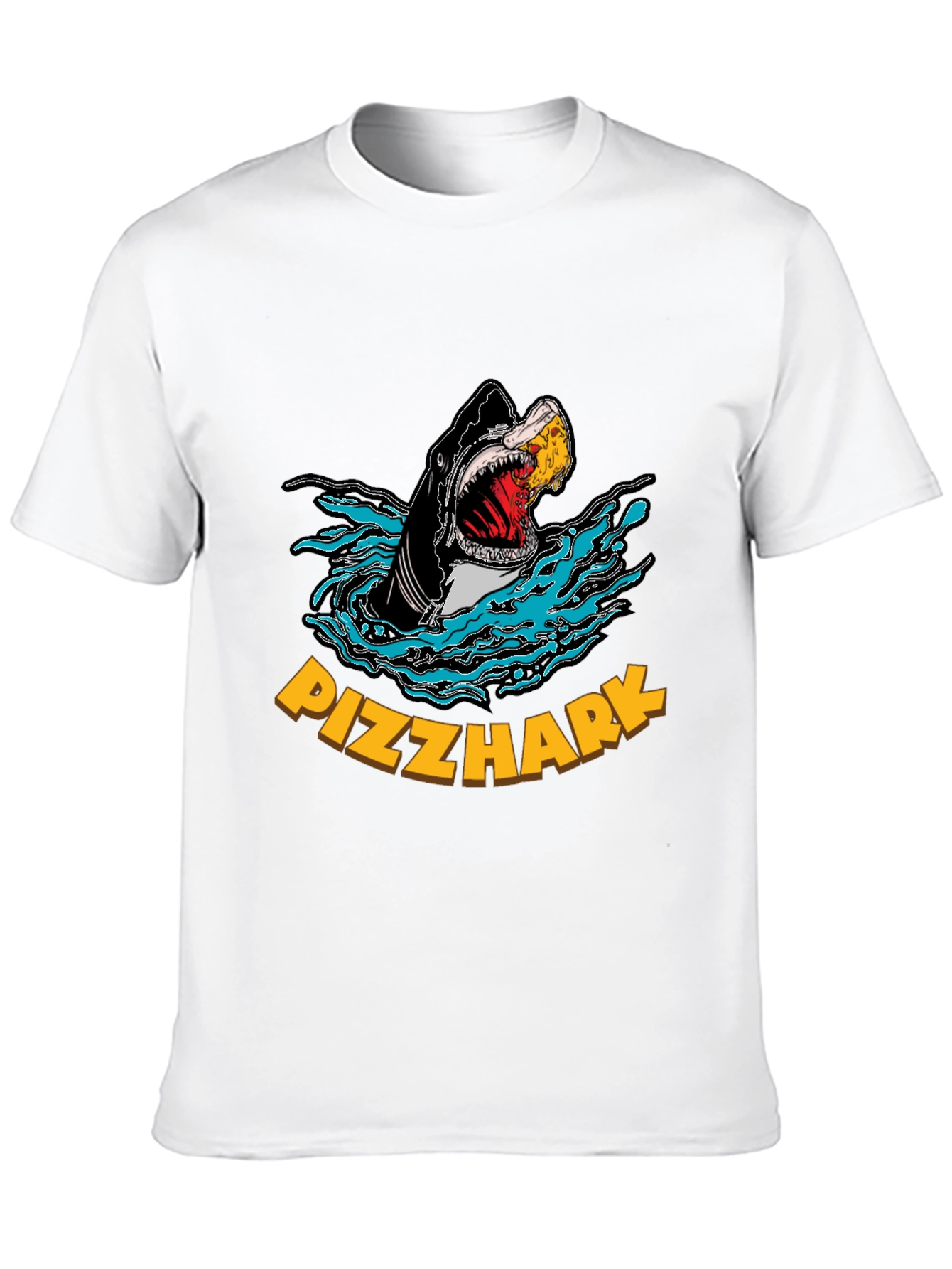 Black Pizza Shark Graphic T-Shirt - Funny Tee view 10