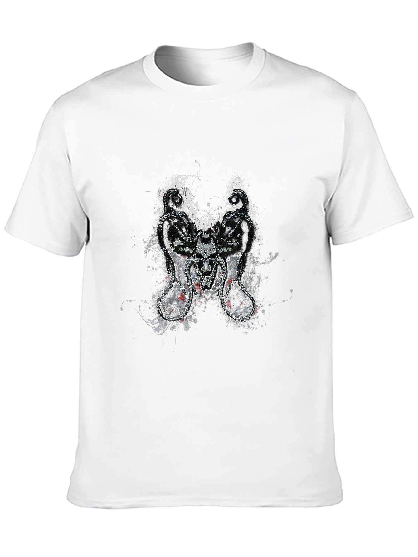Black Skull Serpent Tee - Grunge Design Black T-Shirt view 10