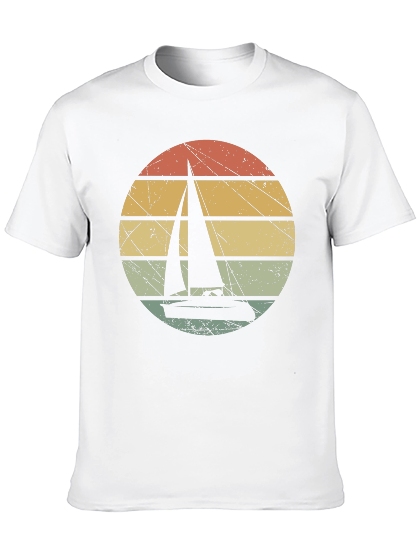 Black Vintage Sunset Sailboat Graphic T-Shirt view 10