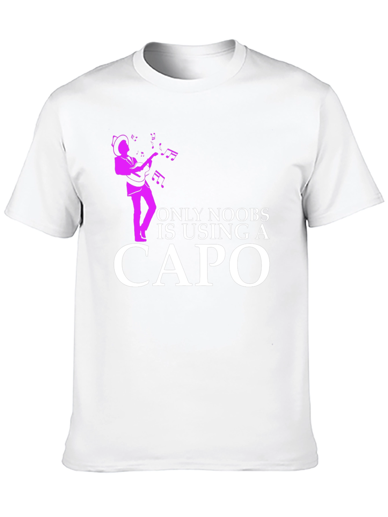 Black Funny Musician T-Shirt - Only Noobs Use A Capo view 10
