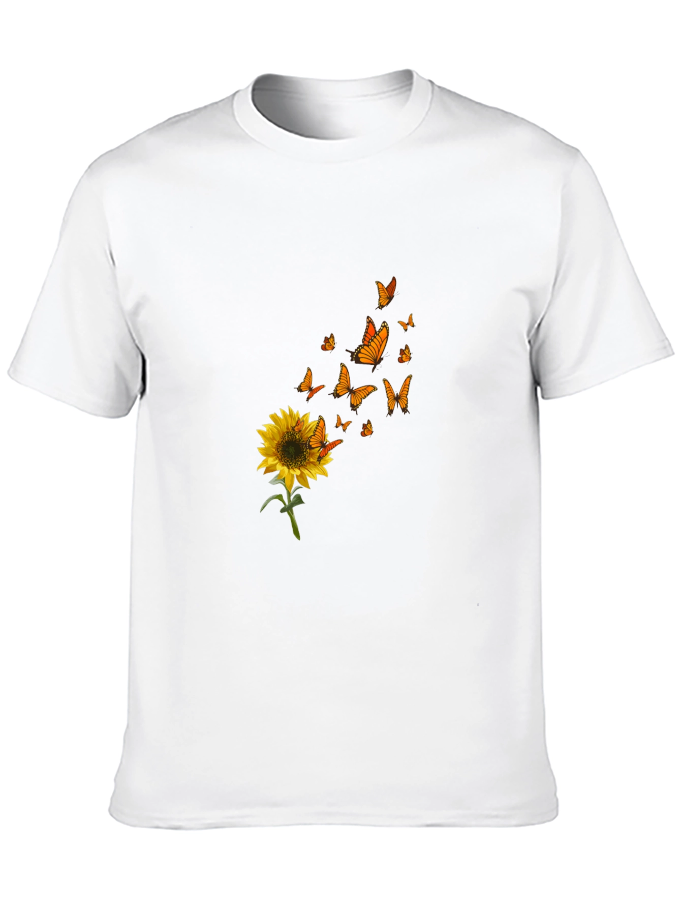 Black Sunflower Butterfly Graphic Black T-Shirt view 10