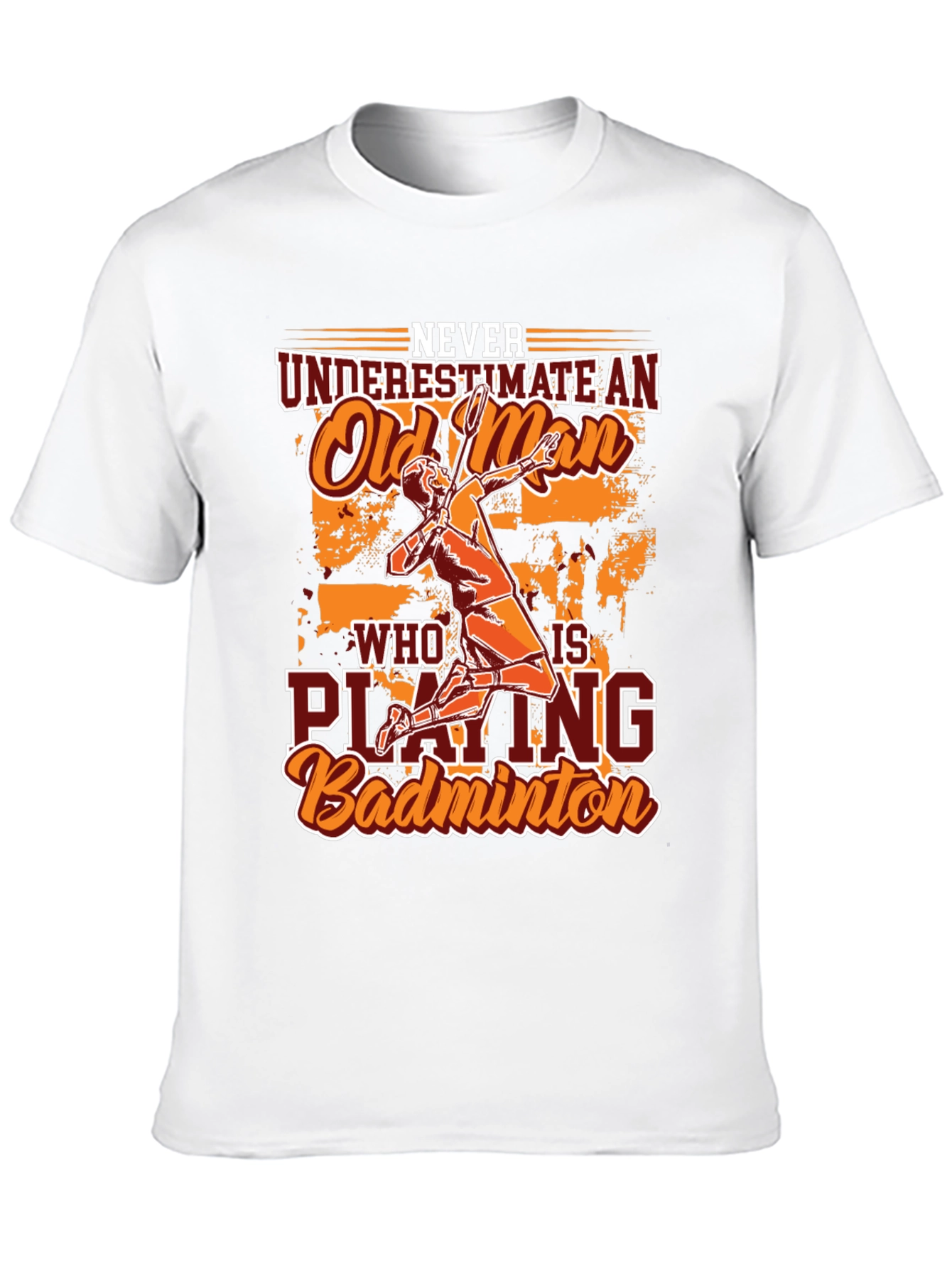 Black Funny Badminton Old Man Graphic T-Shirt view 10